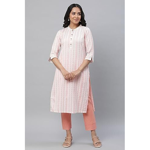 Aurelia Women Cotton Kurta 23Aua14474-704541-Peach-L Coral