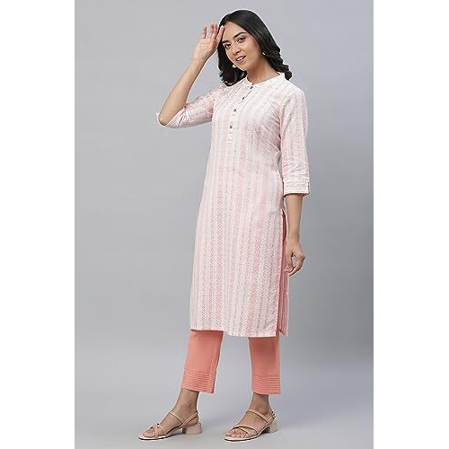 Aurelia Women Cotton Kurta 23Aua14474-704541-Peach-L Coral