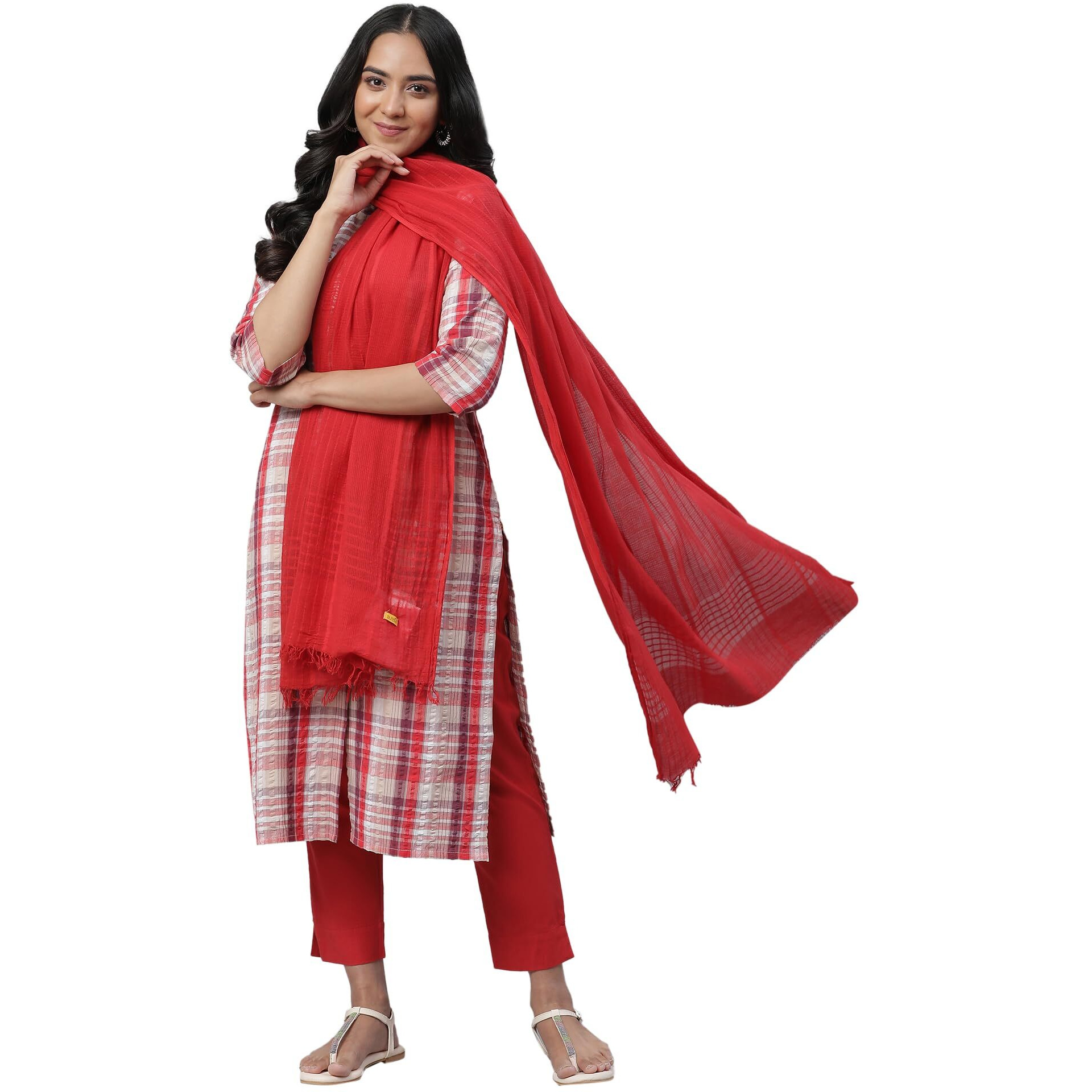 Aurelia Women Cotton Dupatta 23Aua80006-704617-Red-Fs