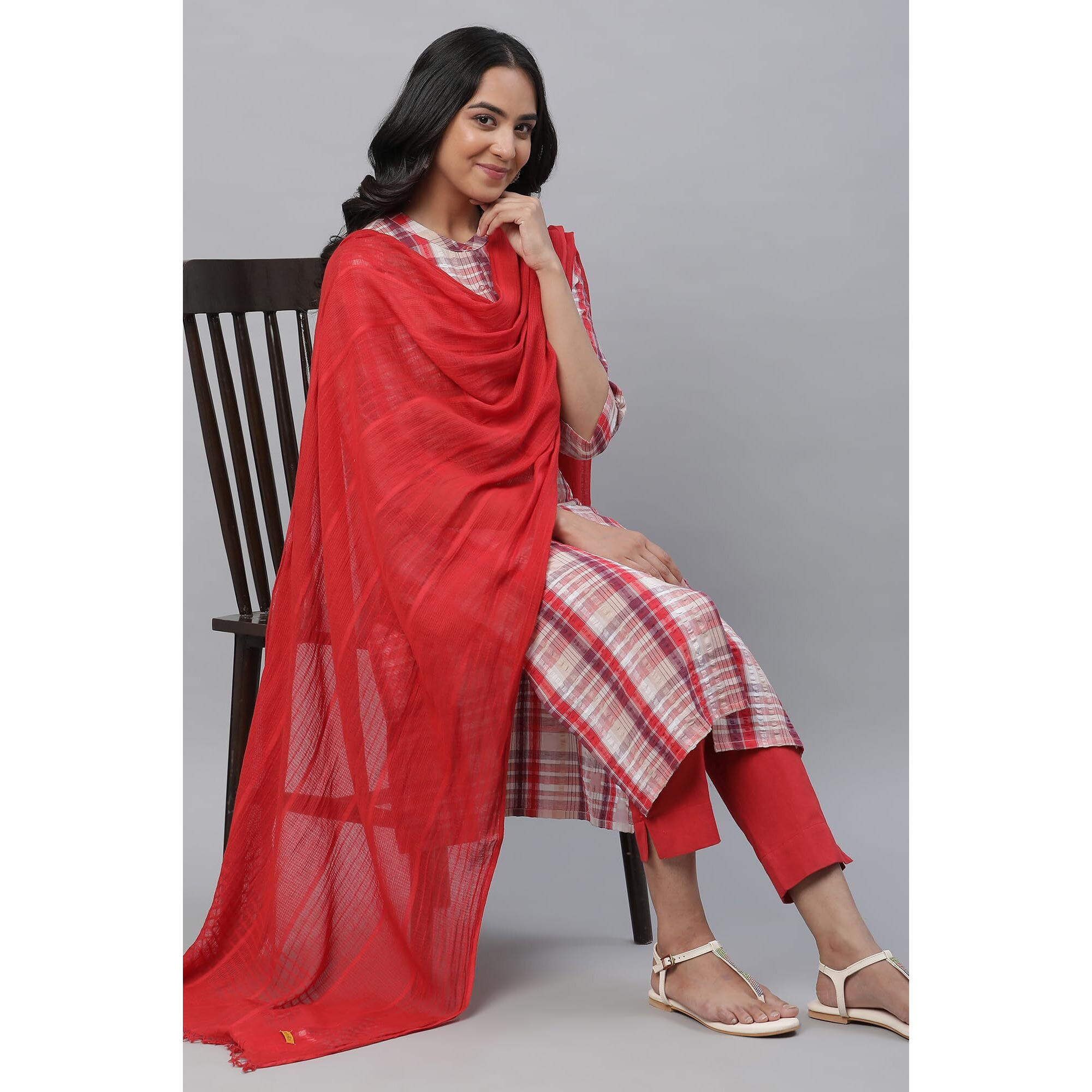 Aurelia Women Cotton Dupatta 23Aua80006-704617-Red-Fs