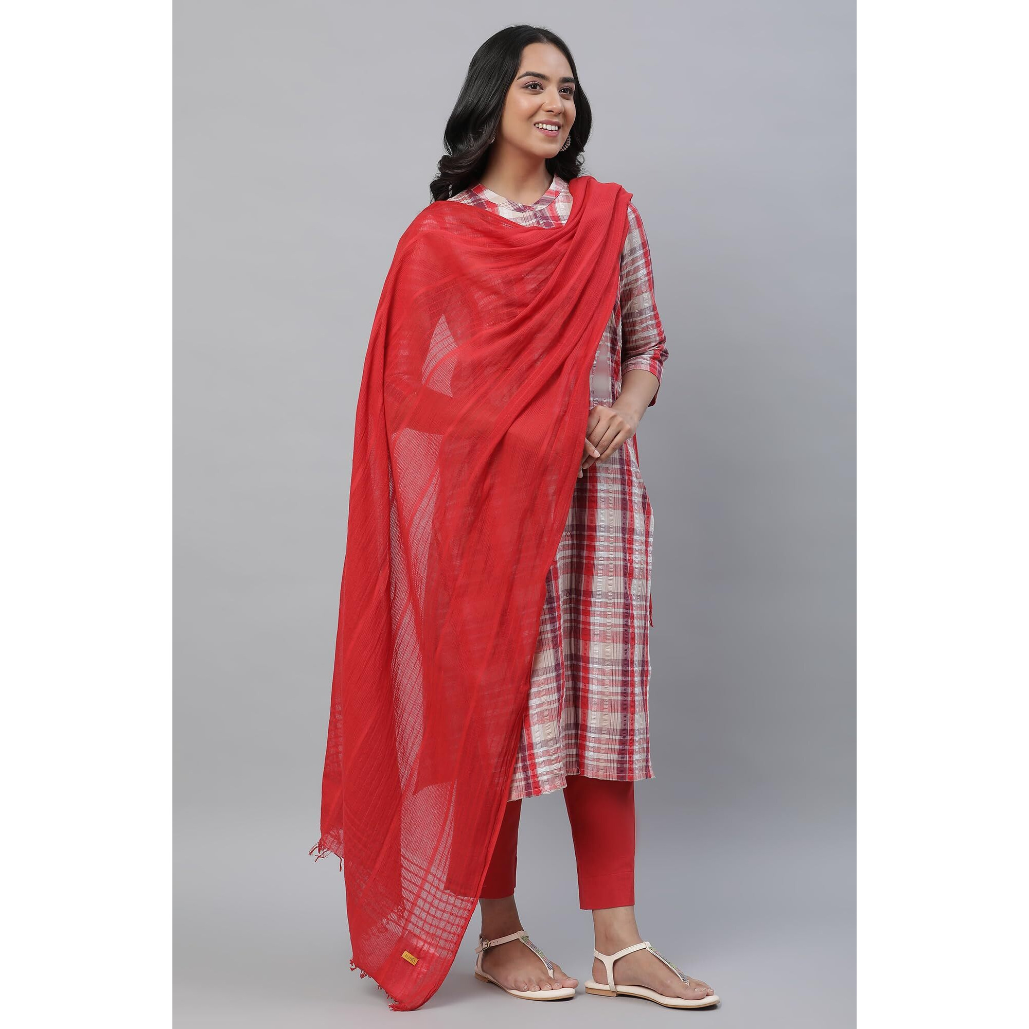 Aurelia Women Cotton Dupatta 23Aua80006-704617-Red-Fs