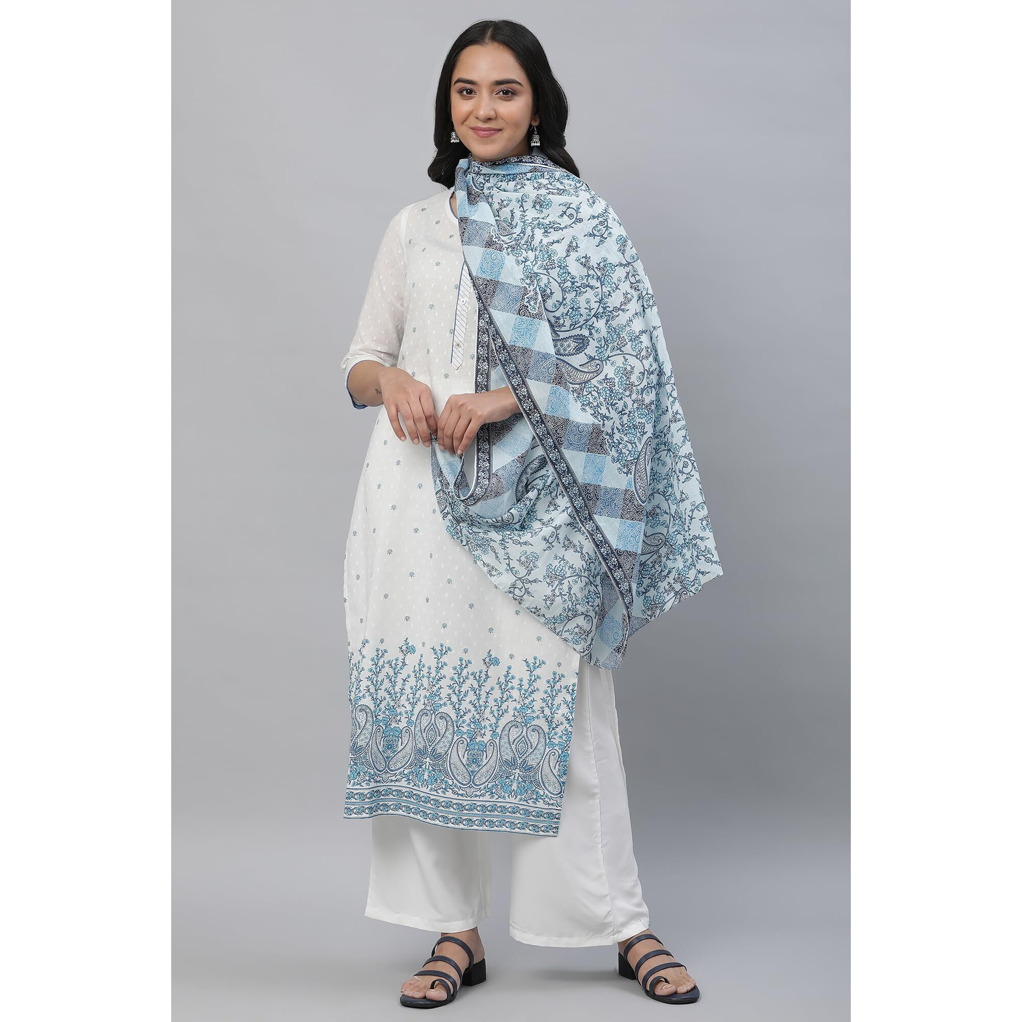 Aurelia Women Cotton Stole 23Aua80054-506933-Blue-Fs