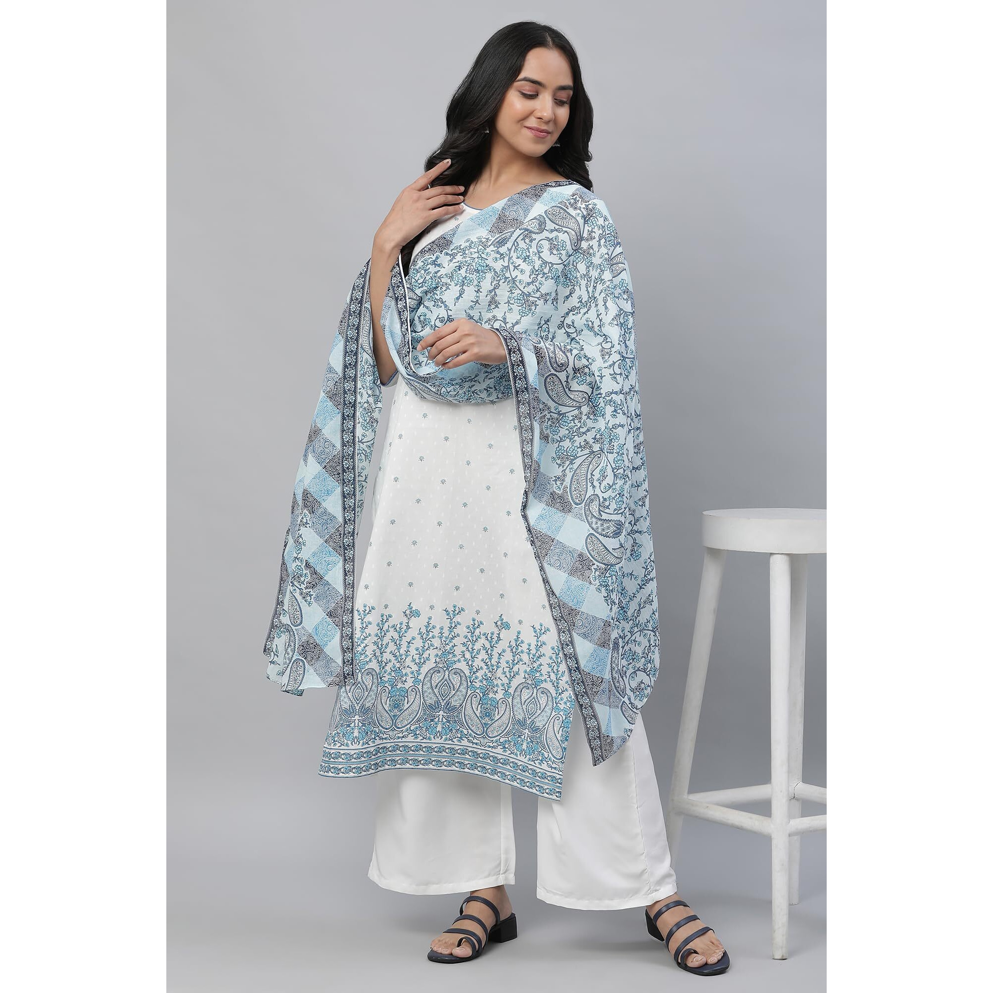 Aurelia Women Cotton Stole 23Aua80054-506933-Blue-Fs