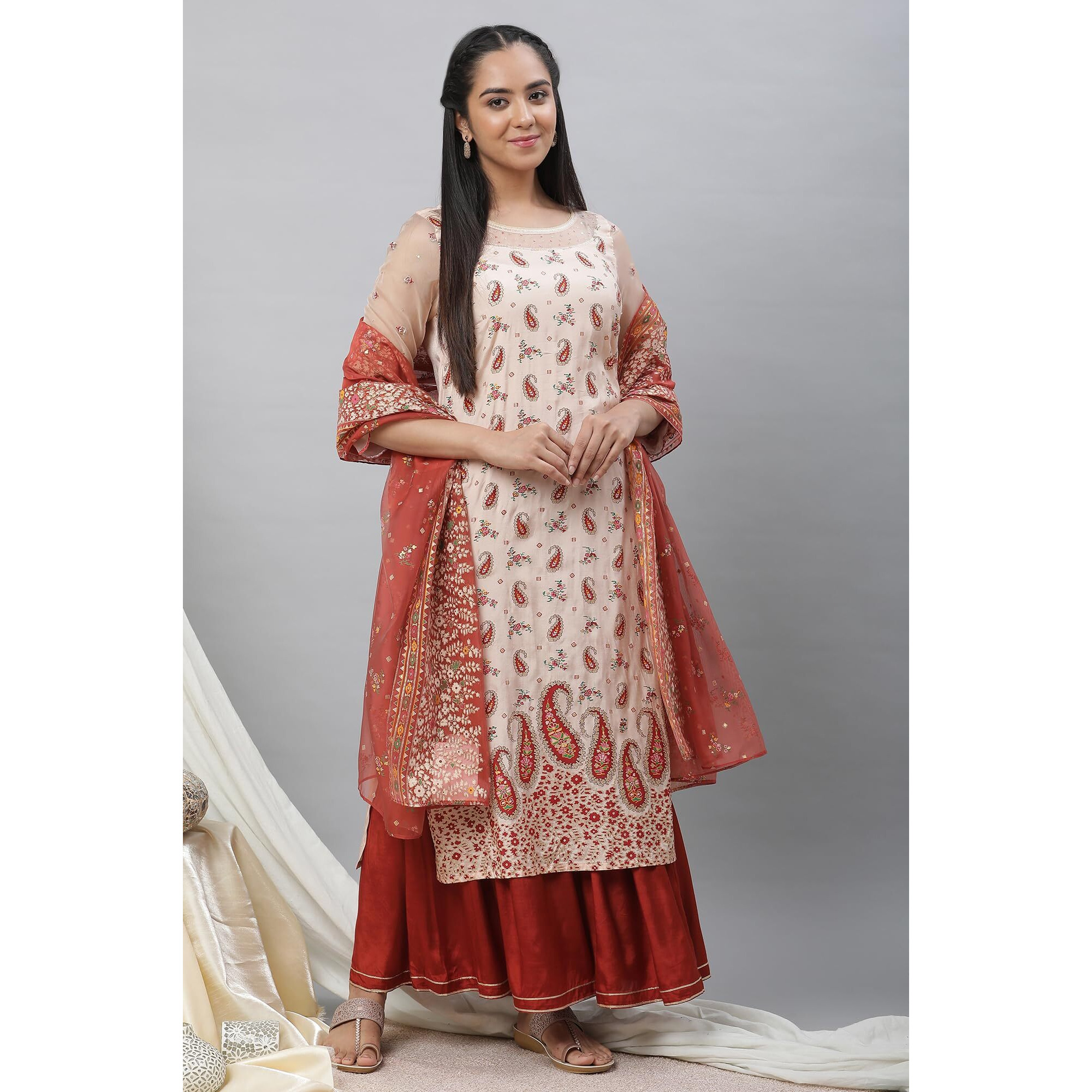 Aurelia Polyester Women Dupatta 23Aua80002-507097-Orange-Fs, Free Size