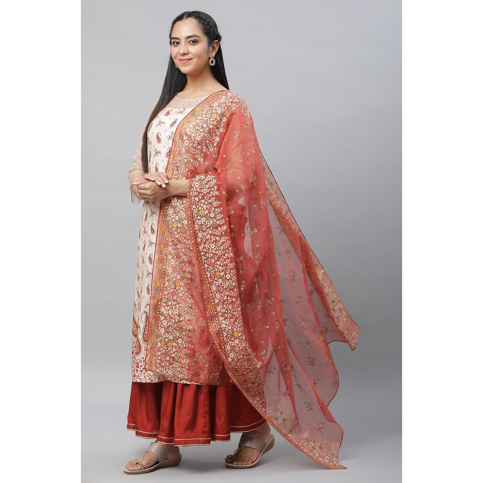 Aurelia Polyester Women Dupatta 23Aua80002-507097-Orange-Fs, Free Size