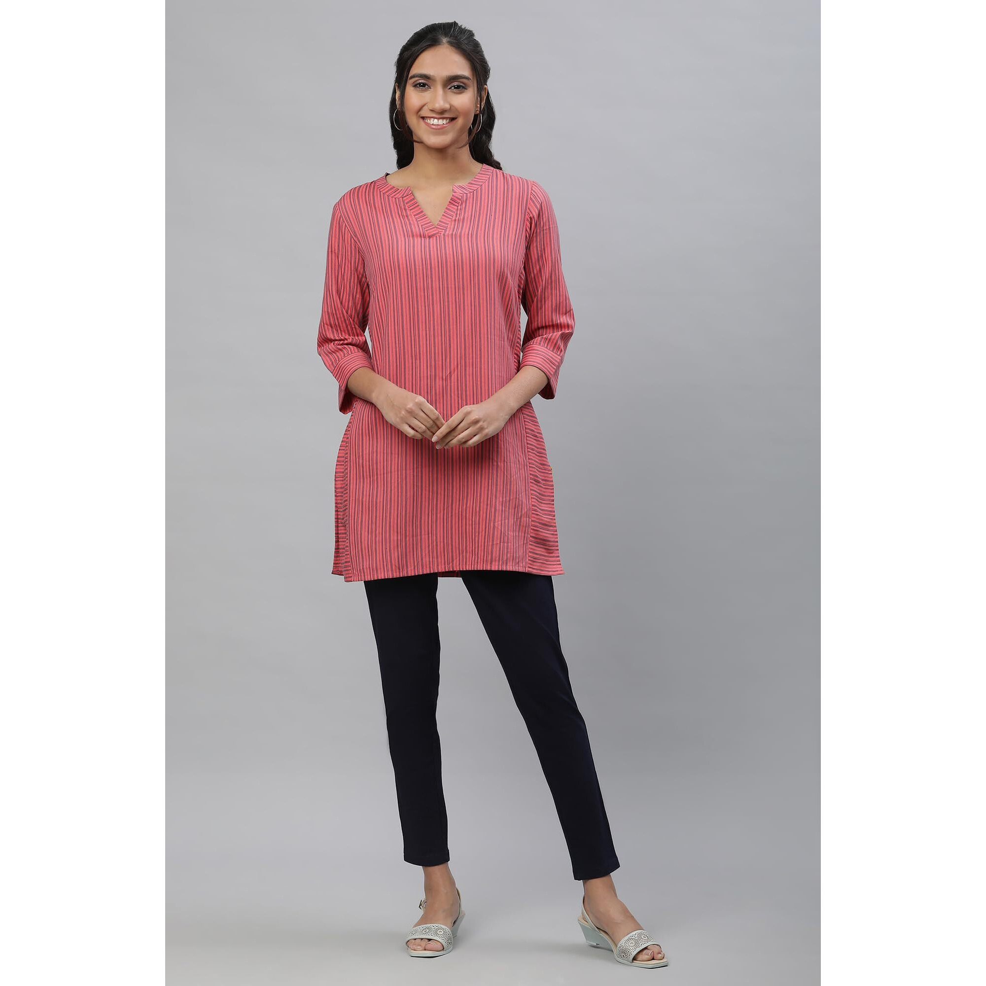 Aurelia Women Dubarry Majolica Blue Yarn Dyed Cotton Blend Kurti_23Aua30319-703383