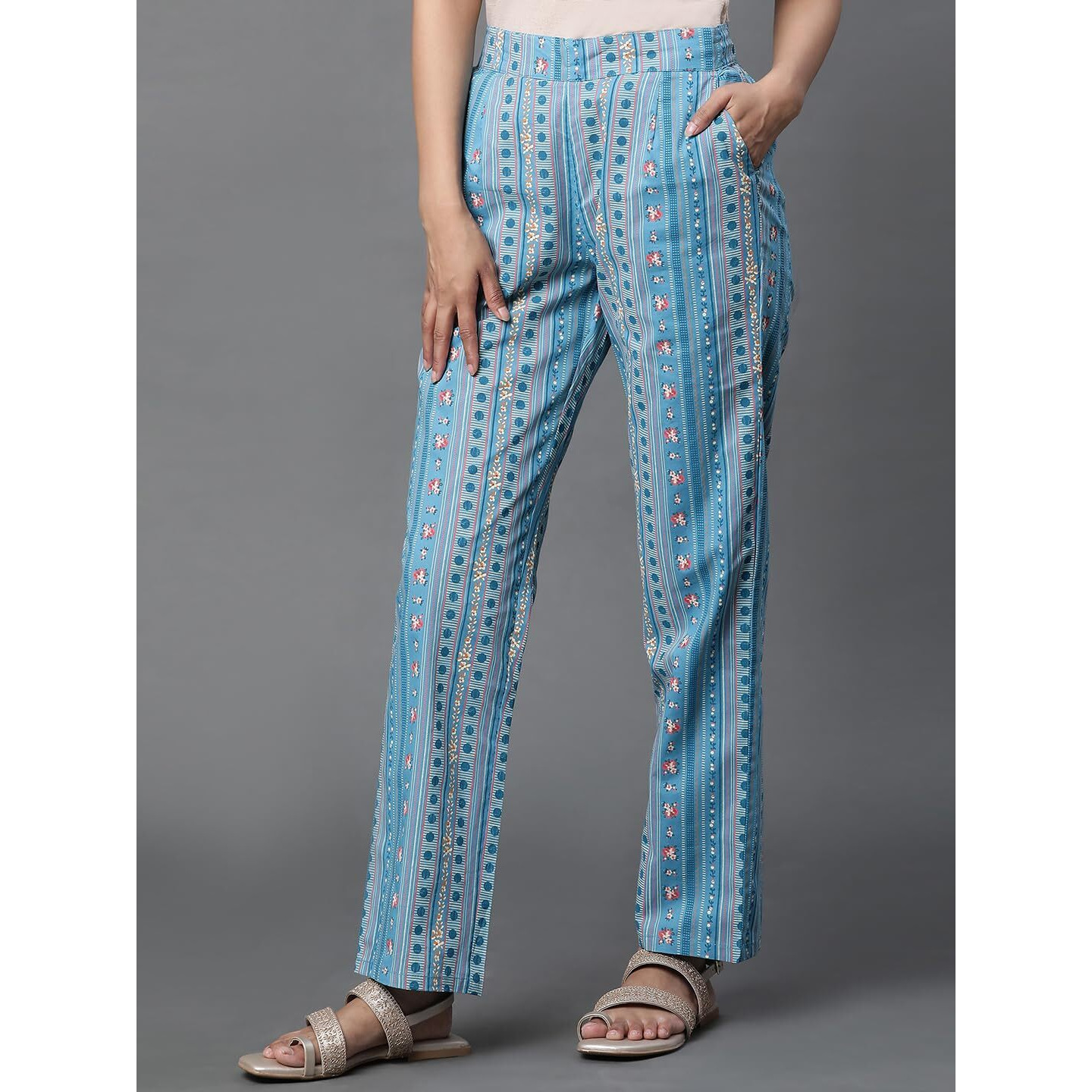 Aurelia Printed Pure Cotton Strechable Palazzo Pants For Women | Ankle Length Palazzo Pants For Women | Pure Cotton Palazzo Pants For Women