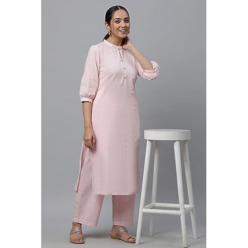 Aurelia Women Cotton Kurta & Palazzo 23Auas14221-606167-Pink-M