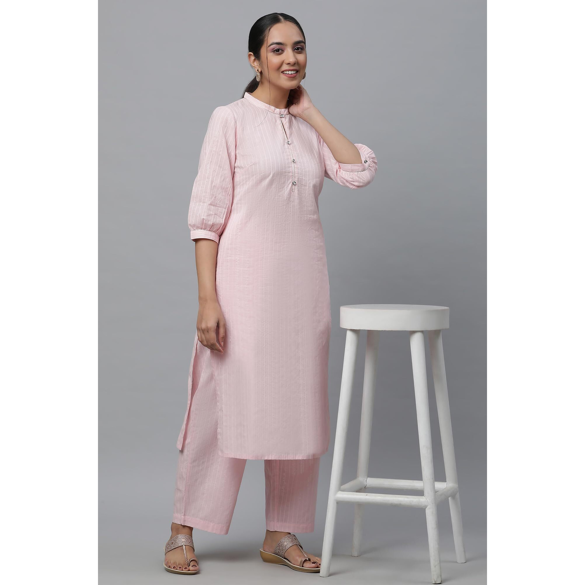 Aurelia Women Cotton Kurta & Palazzo 23Auas14221-606167-Pink-Xl