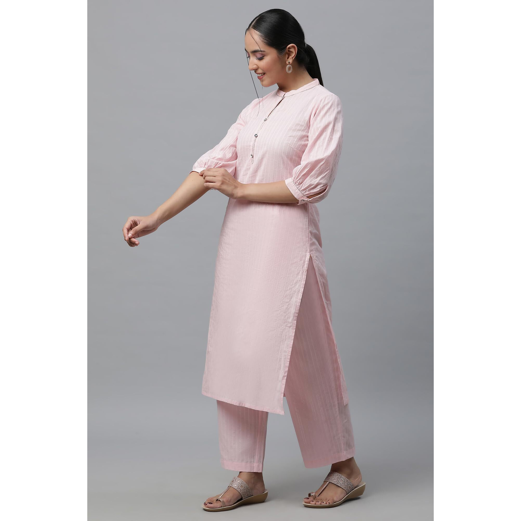 Aurelia Women Cotton Kurta & Palazzo 23Auas14221-606167-Pink-Xl