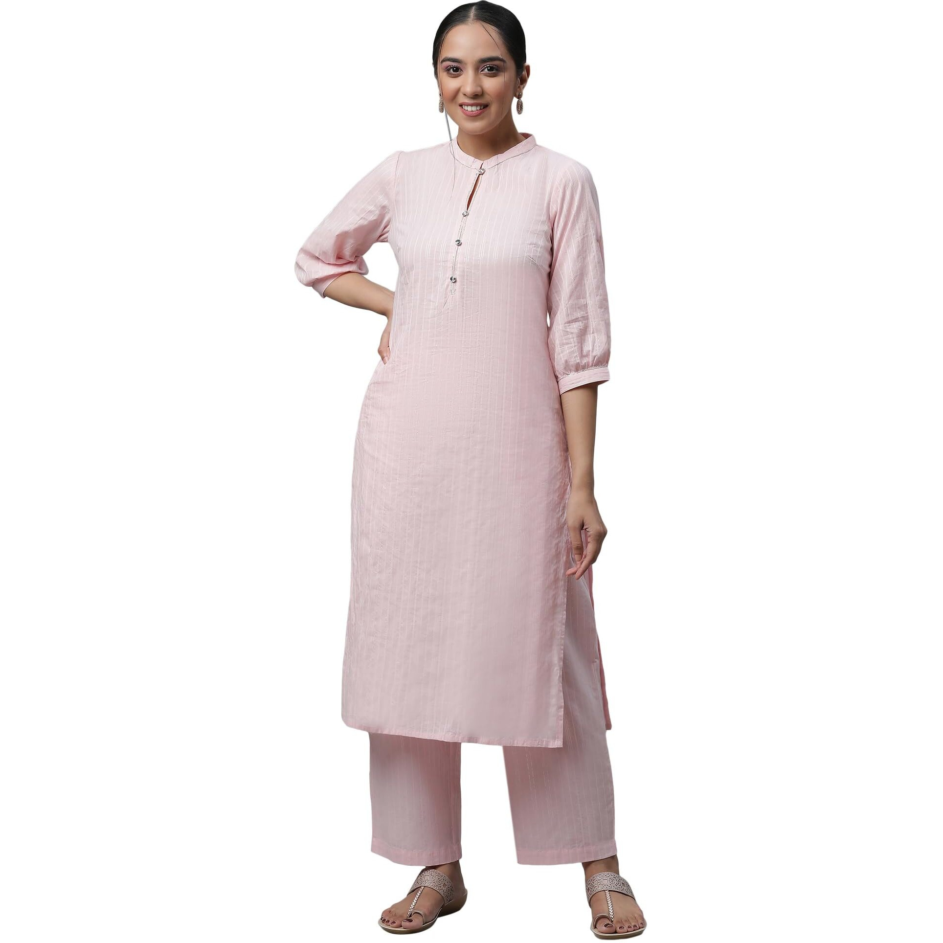 Aurelia Women Cotton Kurta & Palazzo 23Auas14221-606167-Pink-Xxl