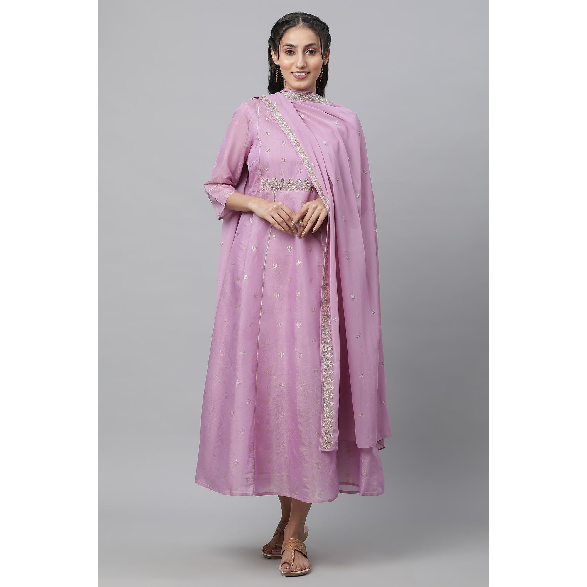 Aurelia Embroidered Purple Dress Dupatta Set