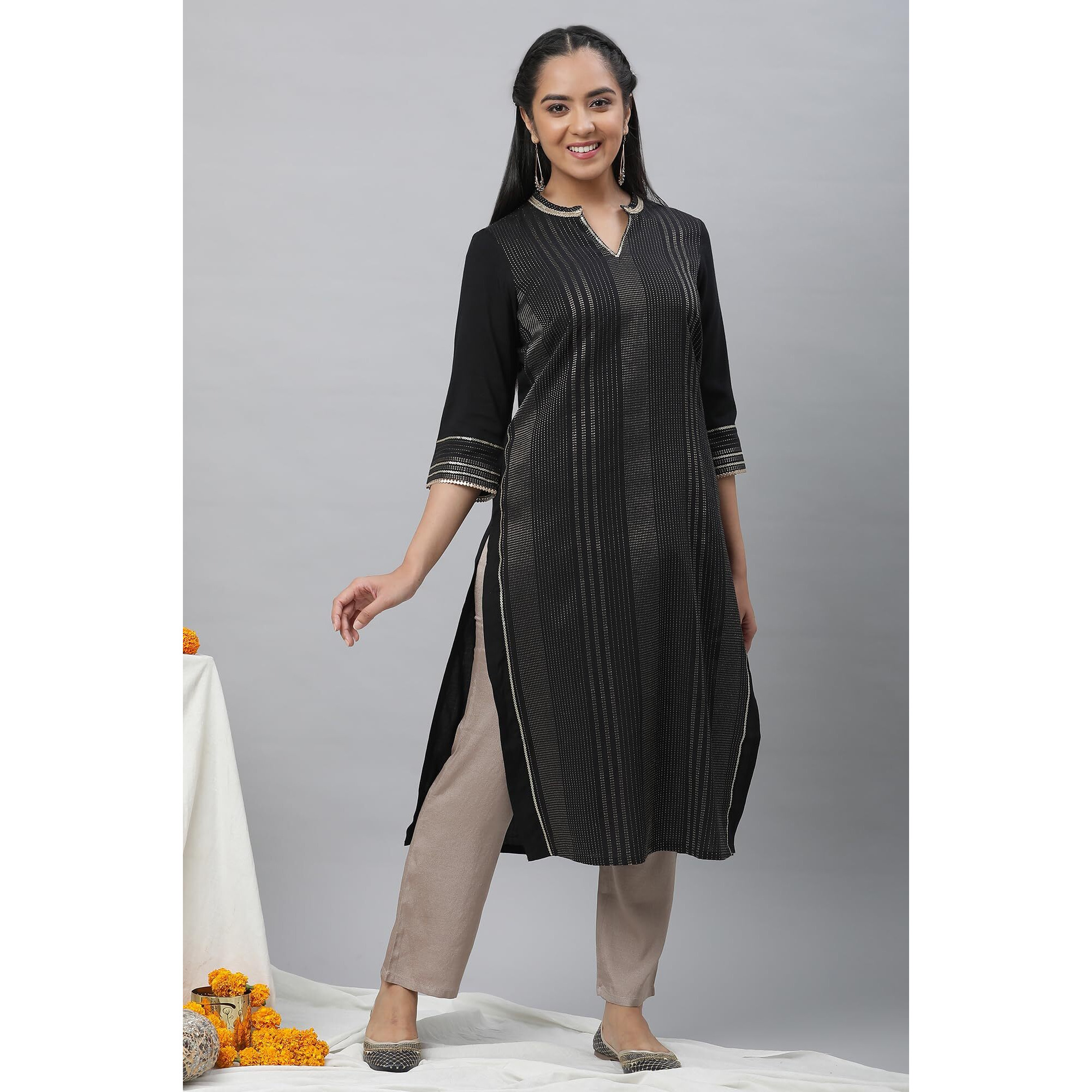Aurelia Women Cotton Kurta 23Aua14194-704235-Black-S
