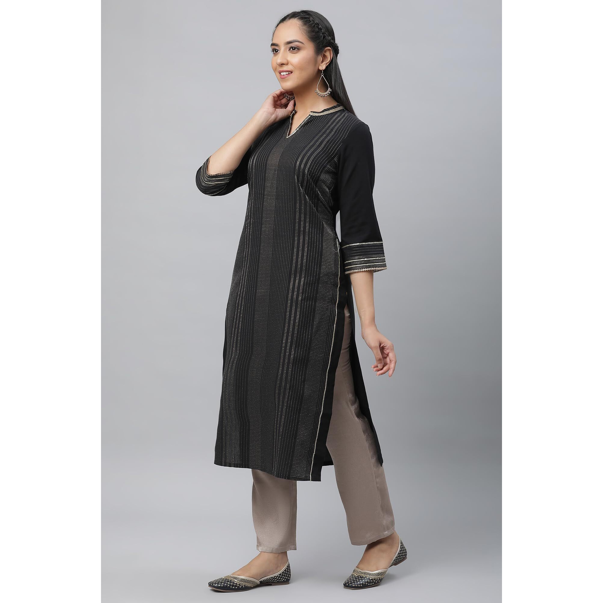 Aurelia Women Cotton Kurta 23Aua14194-704235-Black-S