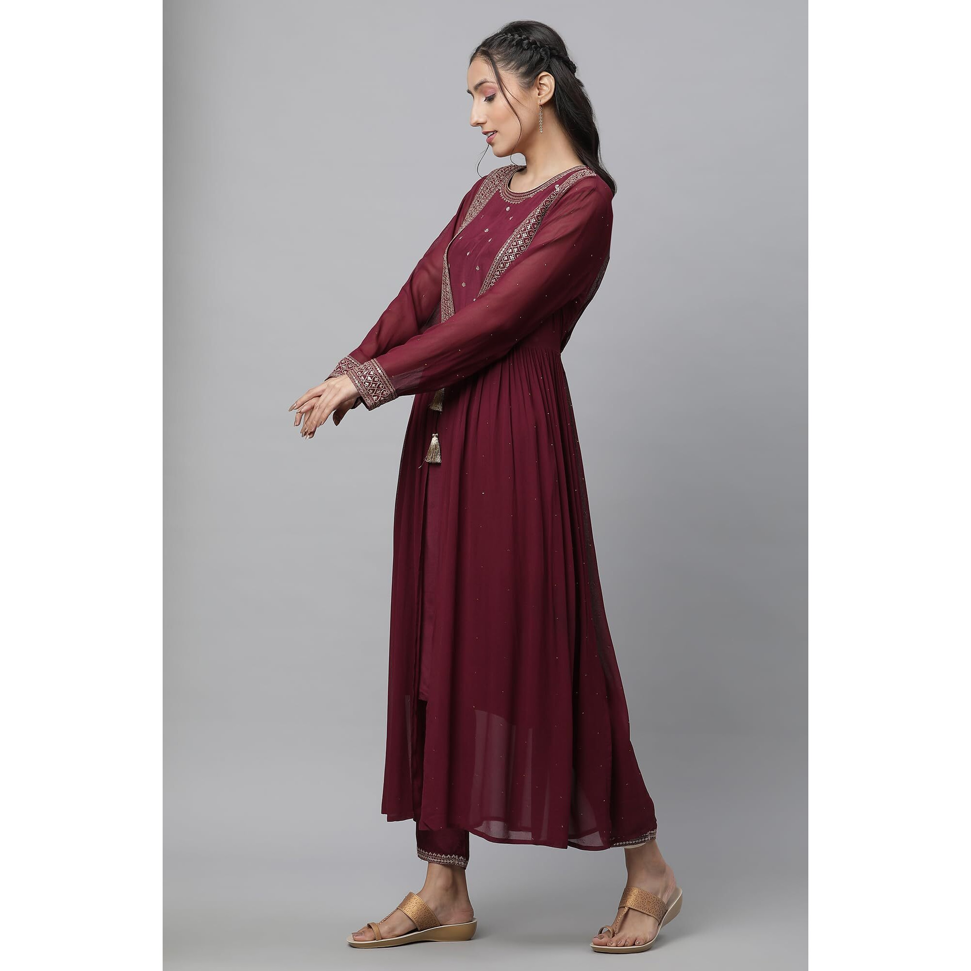 Aurelia Women Kurta, Gillet & Pant 23Auas14443-606182-Red-S