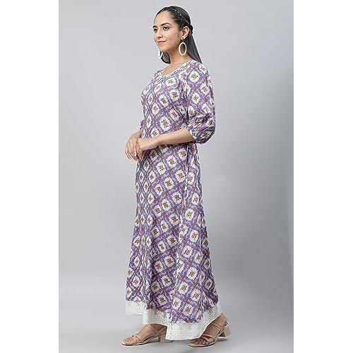 Aurelia Women's Dusk Floral Printed Viscose Dress_23Aua14496-507262_Xxl Purple