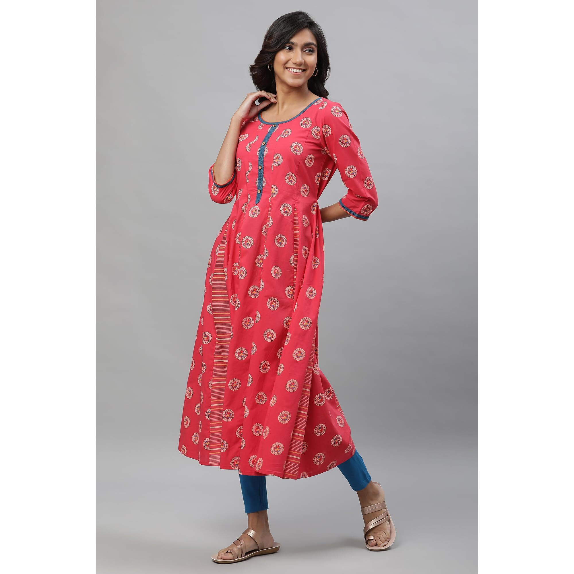 Aurelia Women's Cotton Kurta-Tight-Dupatta (23Auas14614-507270_Desert Rose