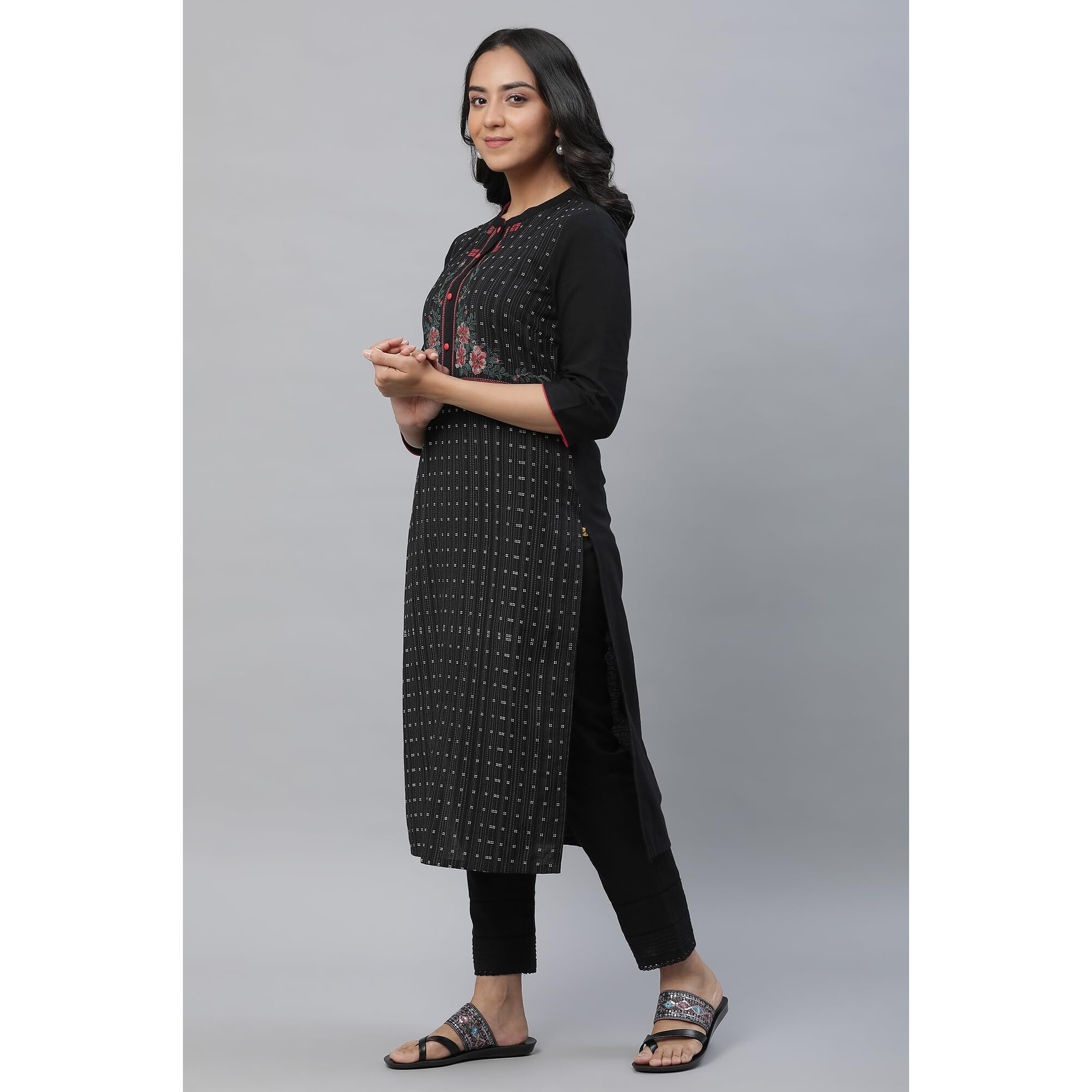 Aurelia Geometric Printed Printed Cotton Straight Long Kurta For Women