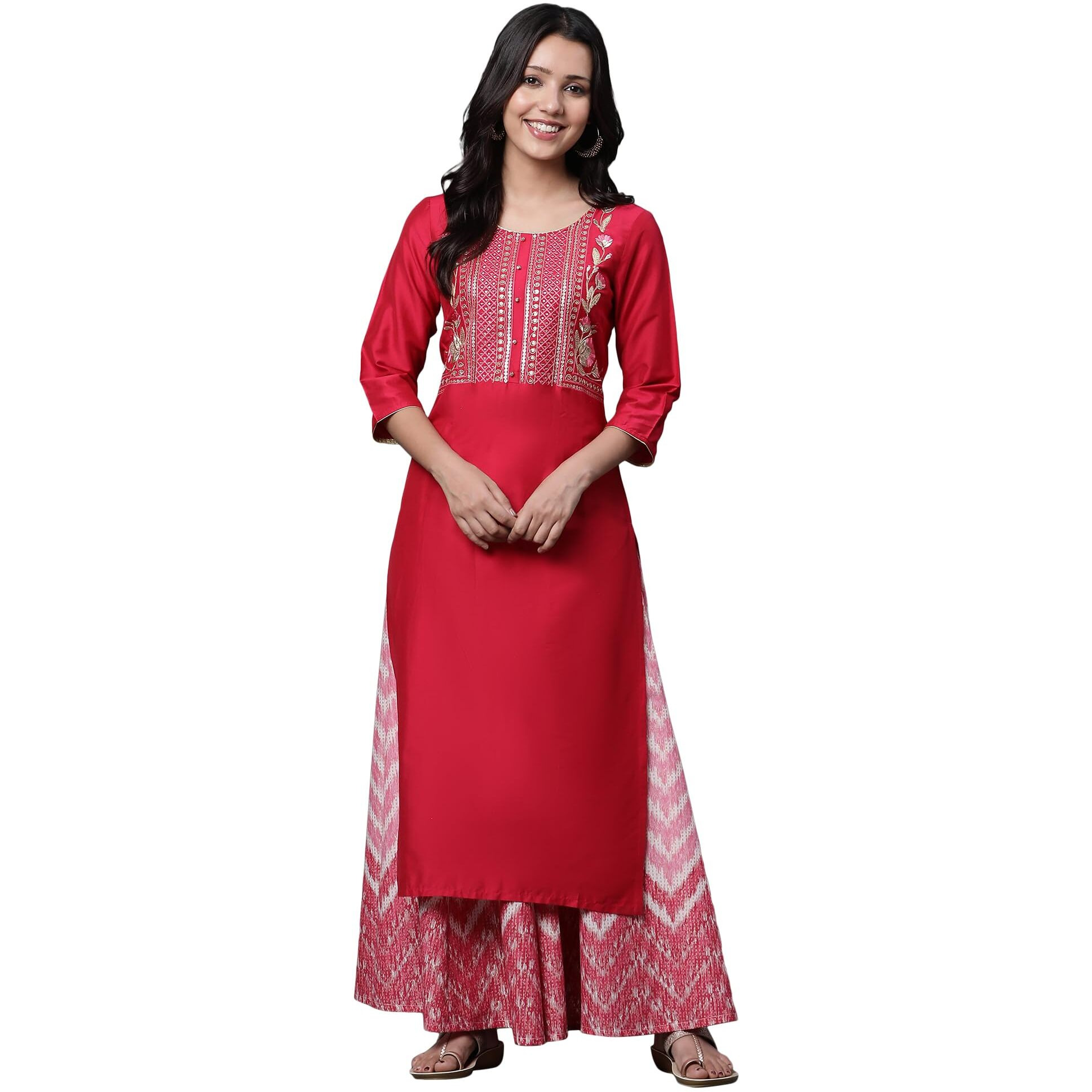 Pink Dori Embroidered Sequined Kurta
