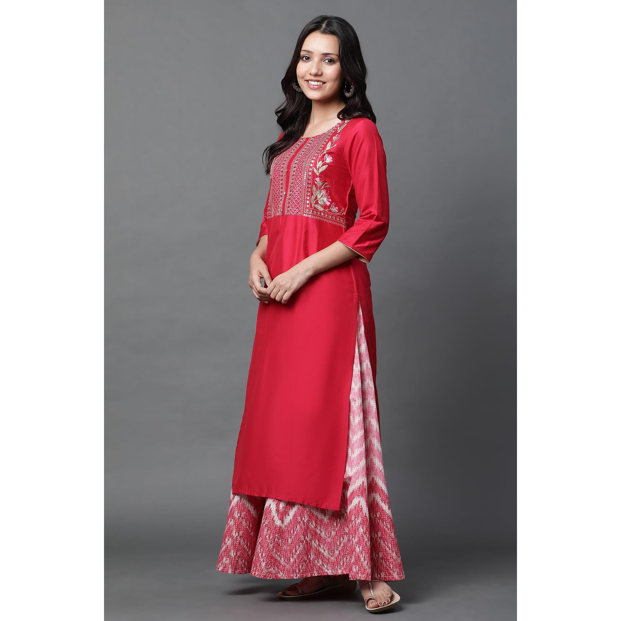 Pink Dori Embroidered Sequined Kurta