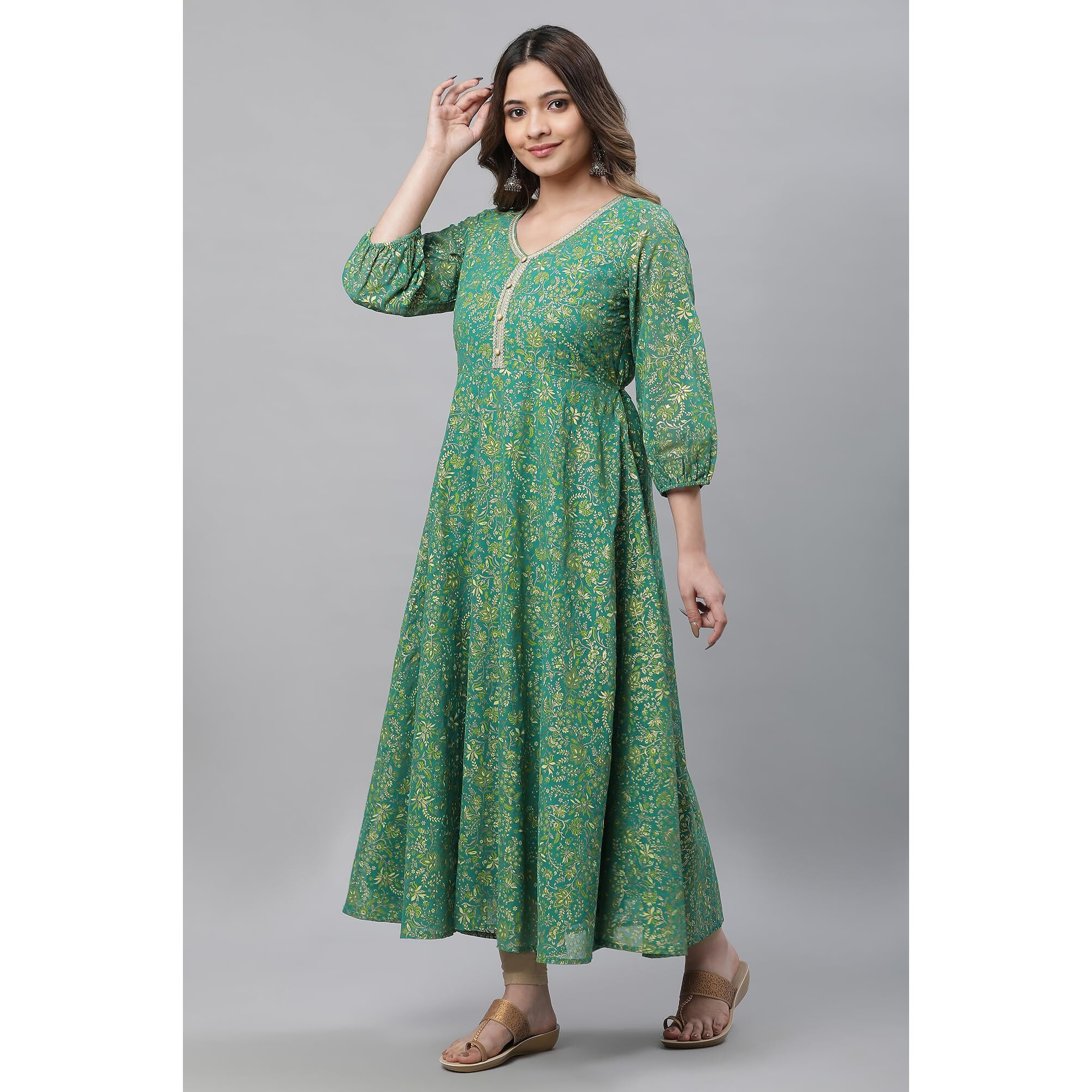 Aurelia Women's Polyester Regular Shirt (23Aua14699-507525_Lush Meadow