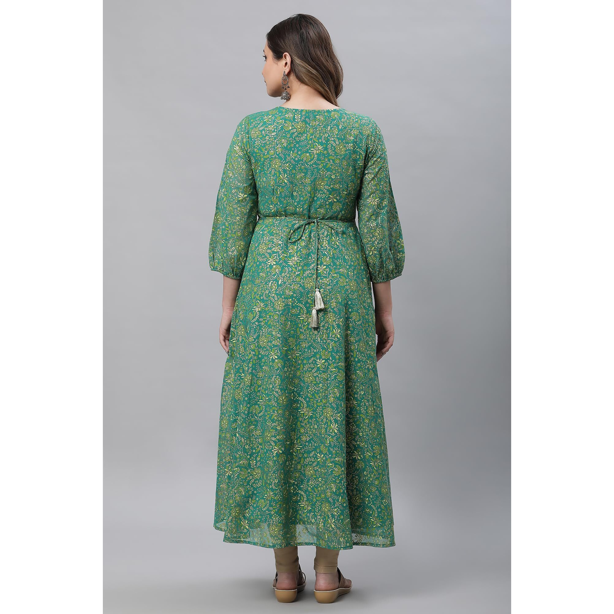 Aurelia Women's Polyester Regular Shirt (23Aua14699-507525_Lush Meadow