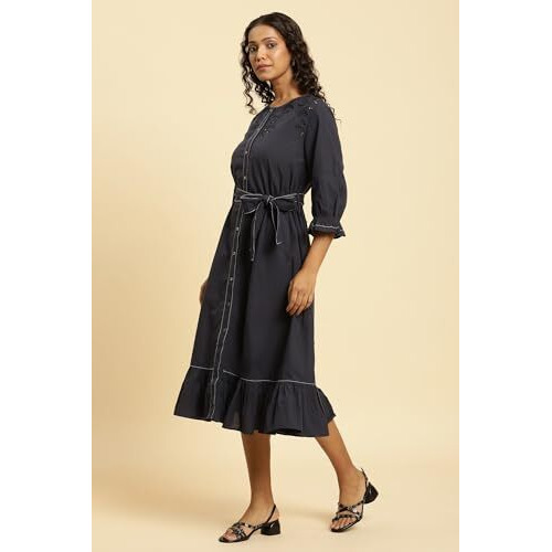 W For Woman Blue Cut Work Embroidered Dress_23Auw10001-830045_L
