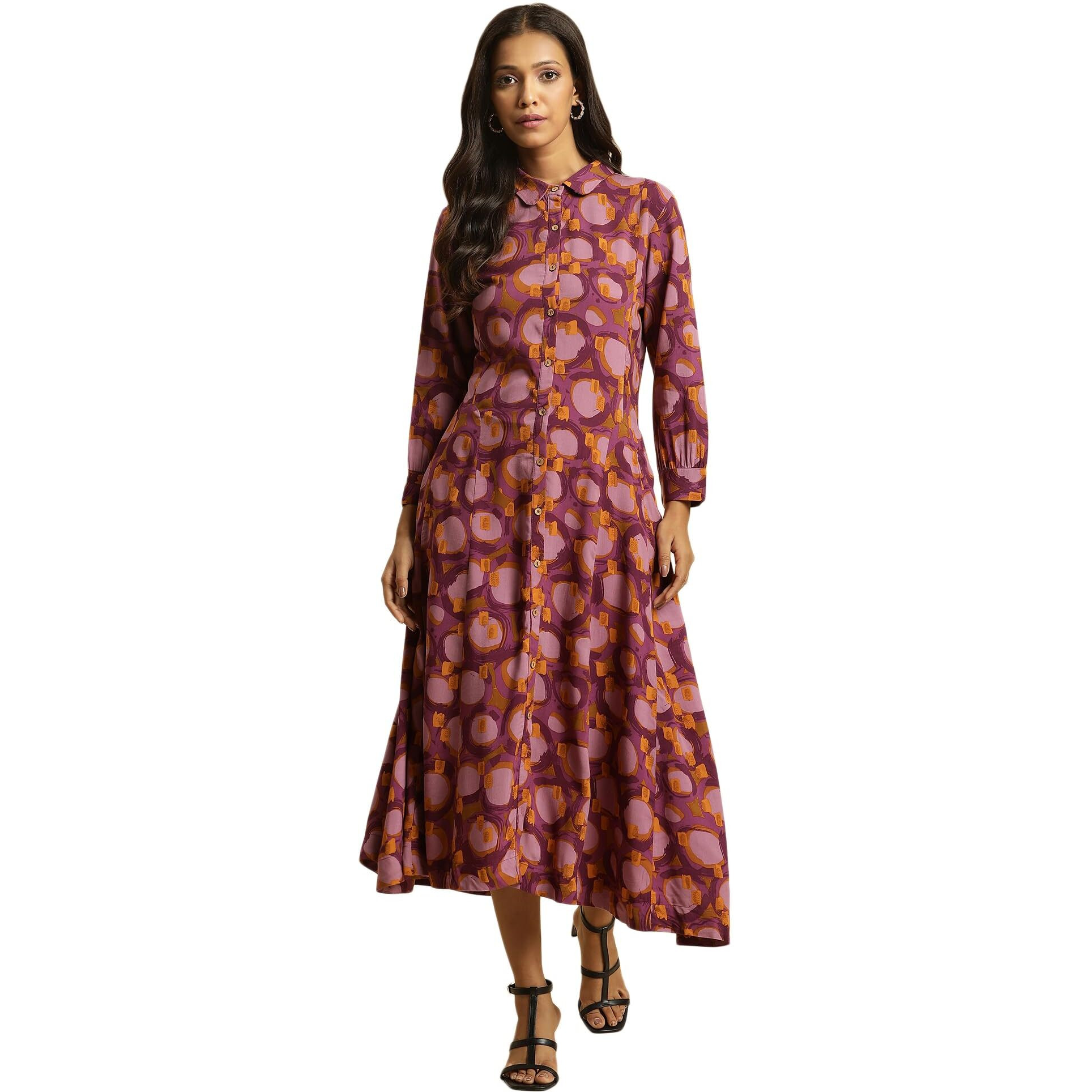 W For Woman Purple Abstract Printed A-Line Western Dress_23Auw10039-810615_2Xl