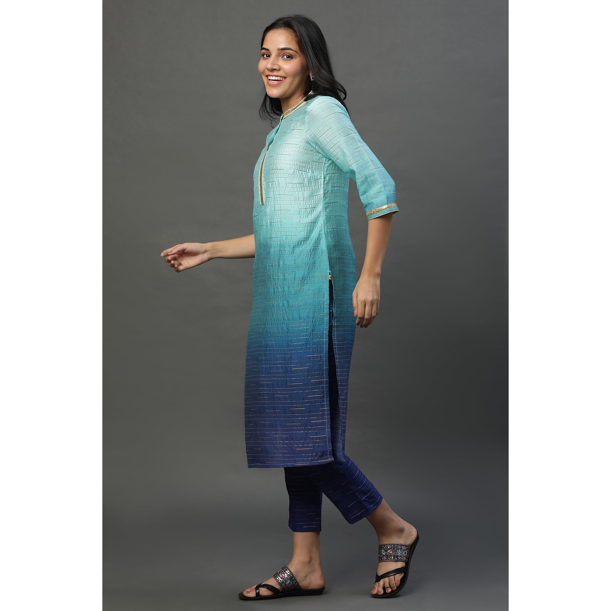 Aurelia Women's Printed Straight Kurta Set With Trousers_23Auas14570-507734_M