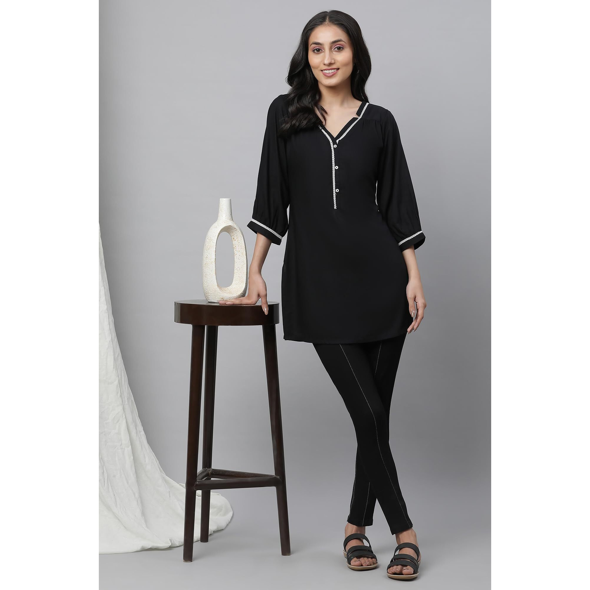 Aurelia Women Kurti 23Aua30391-605115-Black-L