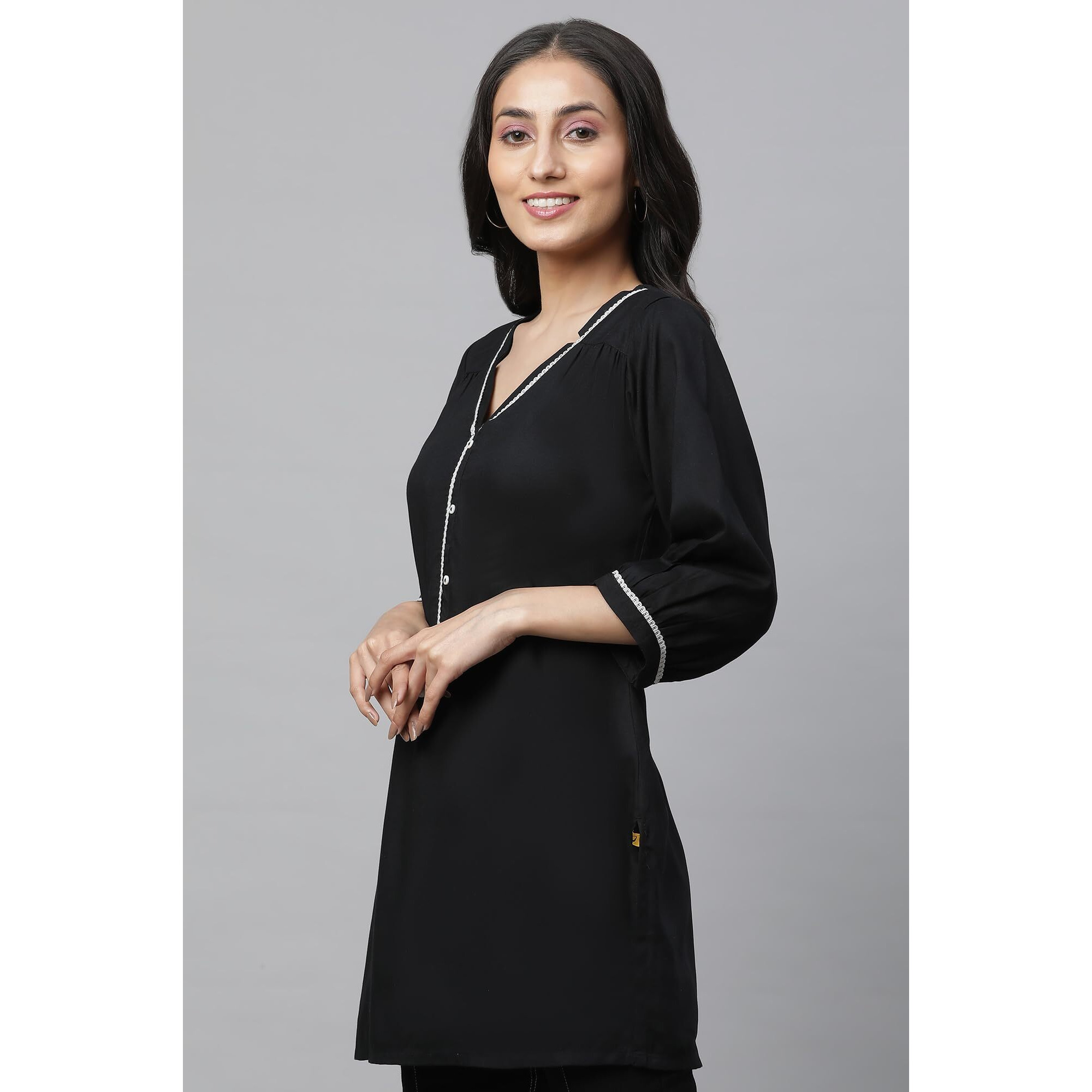 Aurelia Women Kurti 23Aua30391-605115-Black-L