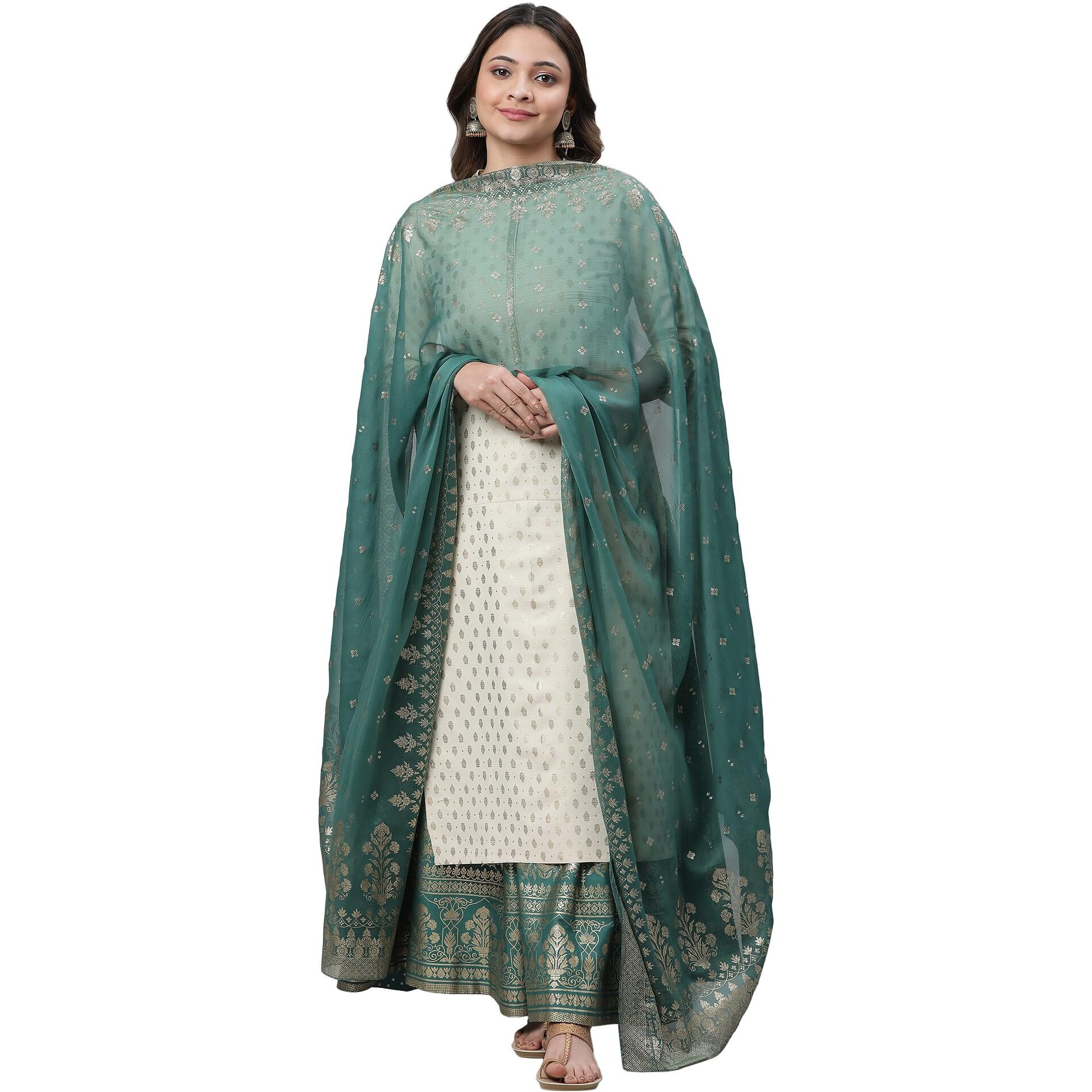Aurelia Women's Polyester Dupatta 23Aua80002-506914-Green-Fs, Free Size