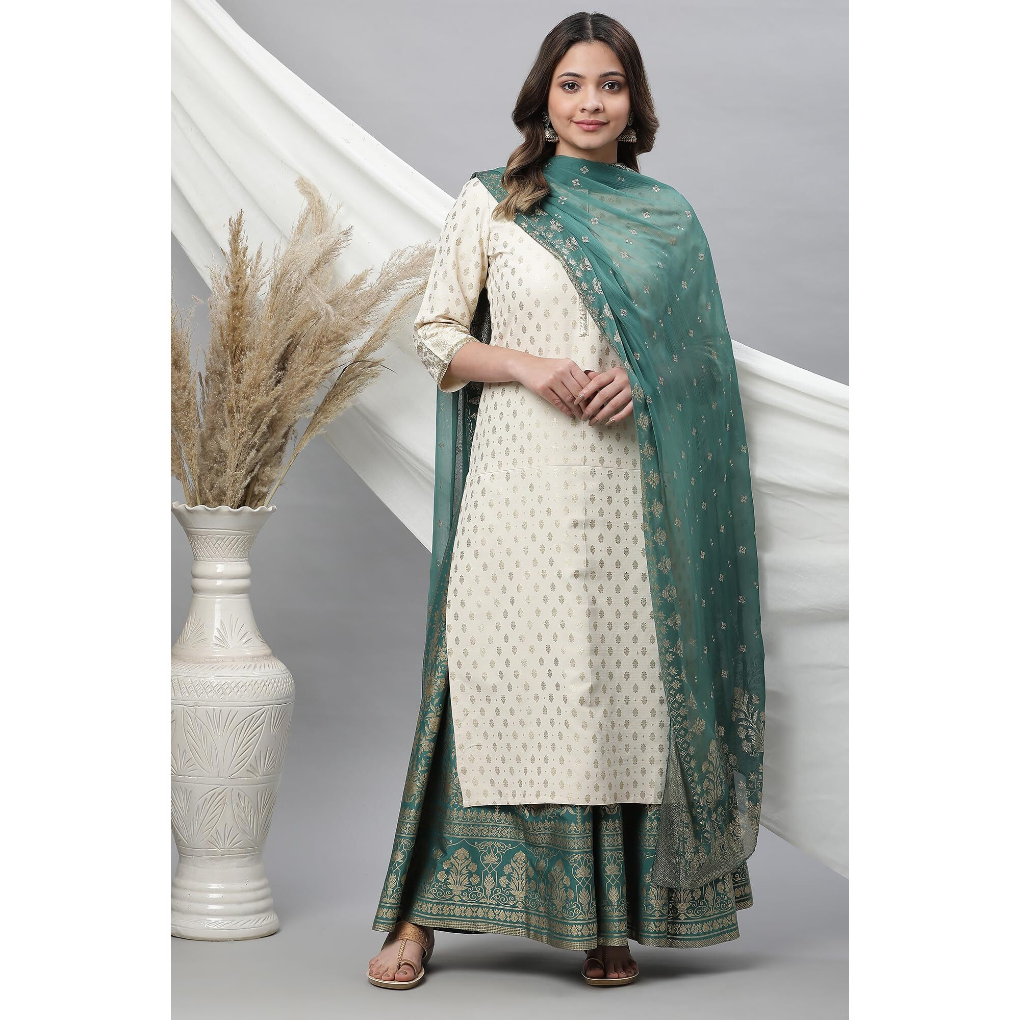 Aurelia Women's Polyester Dupatta 23Aua80002-506914-Green-Fs, Free Size