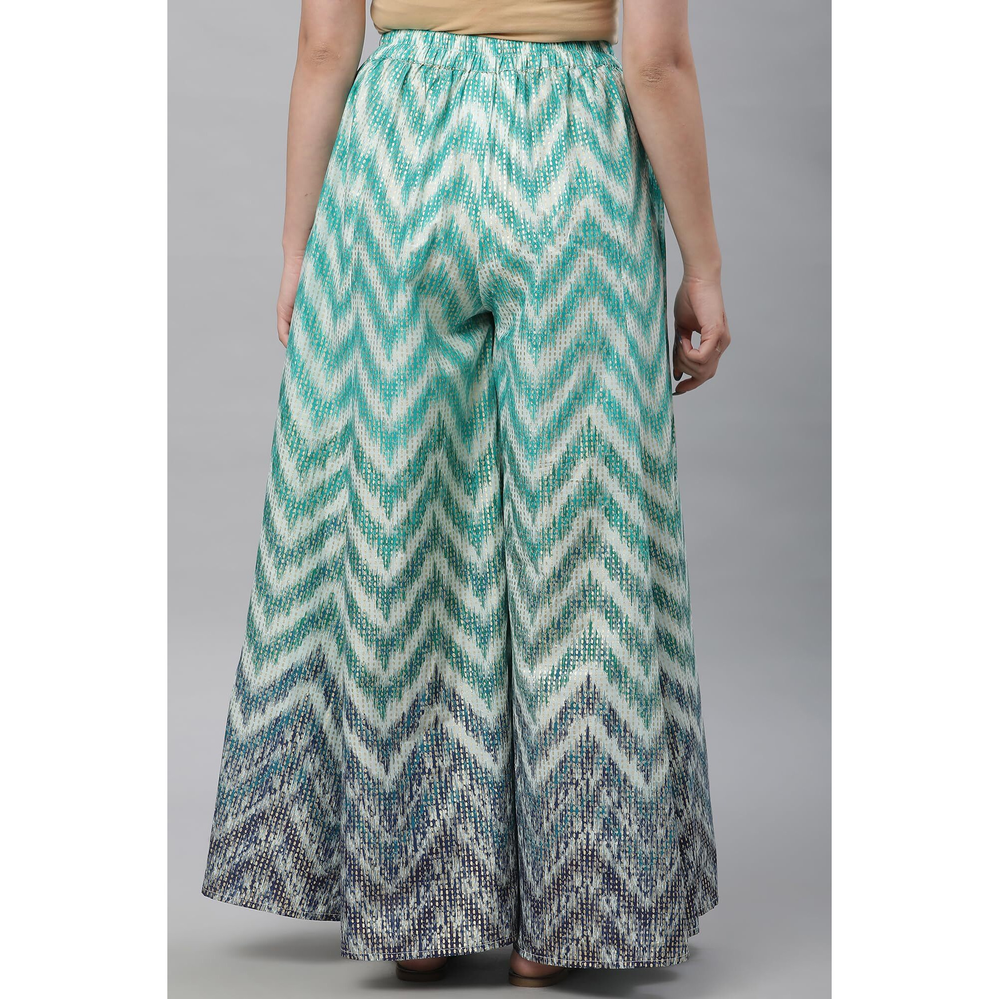 Aurelia Printed Pure Cotton Strechable Palazzo Pants For Women | Ankle Length Palazzo Pants For Women | Pure Cotton Palazzo Pants For Women