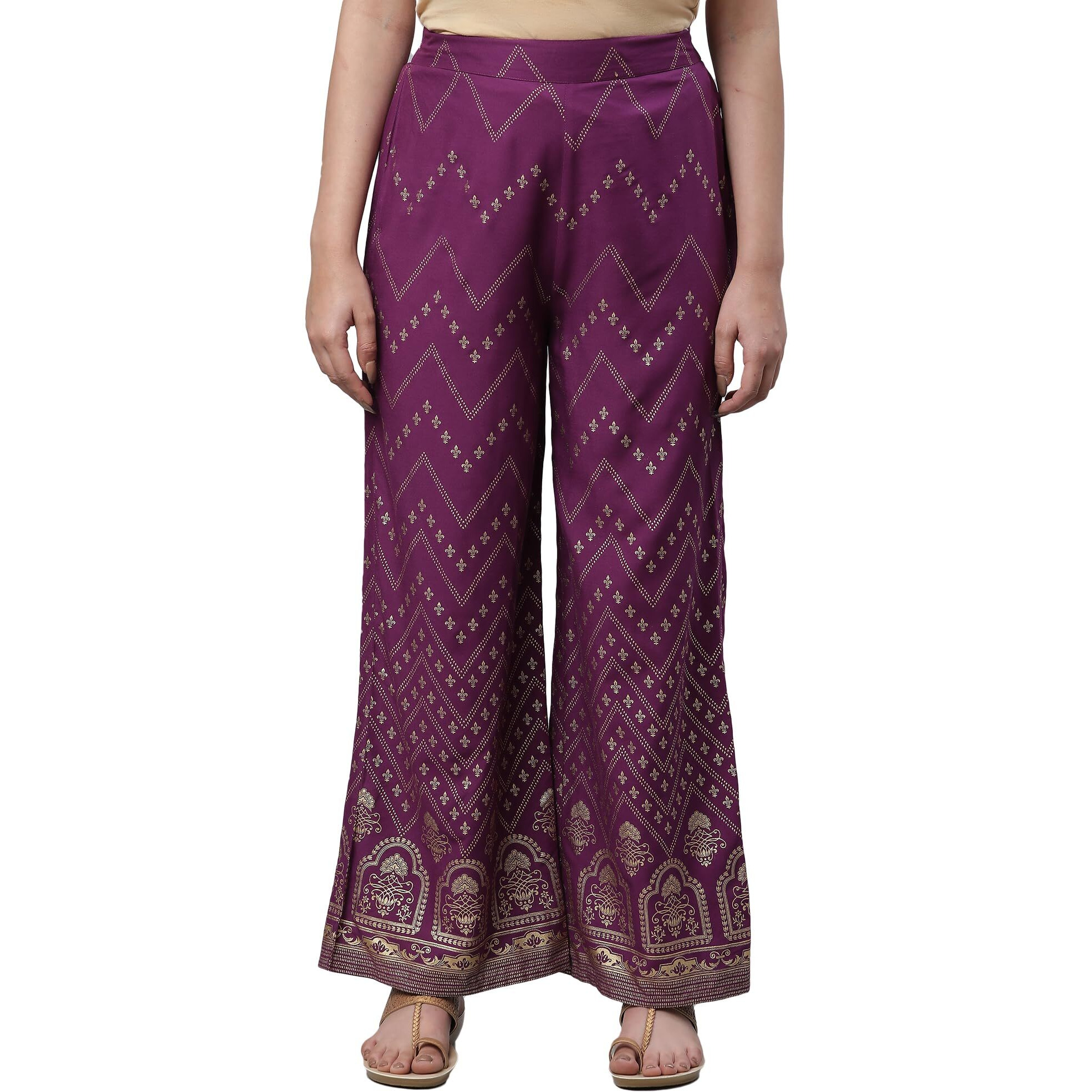 Aurelia Printed Strechable Palazzo Pants For Women | Ankle Length Palazzo Pants For Women