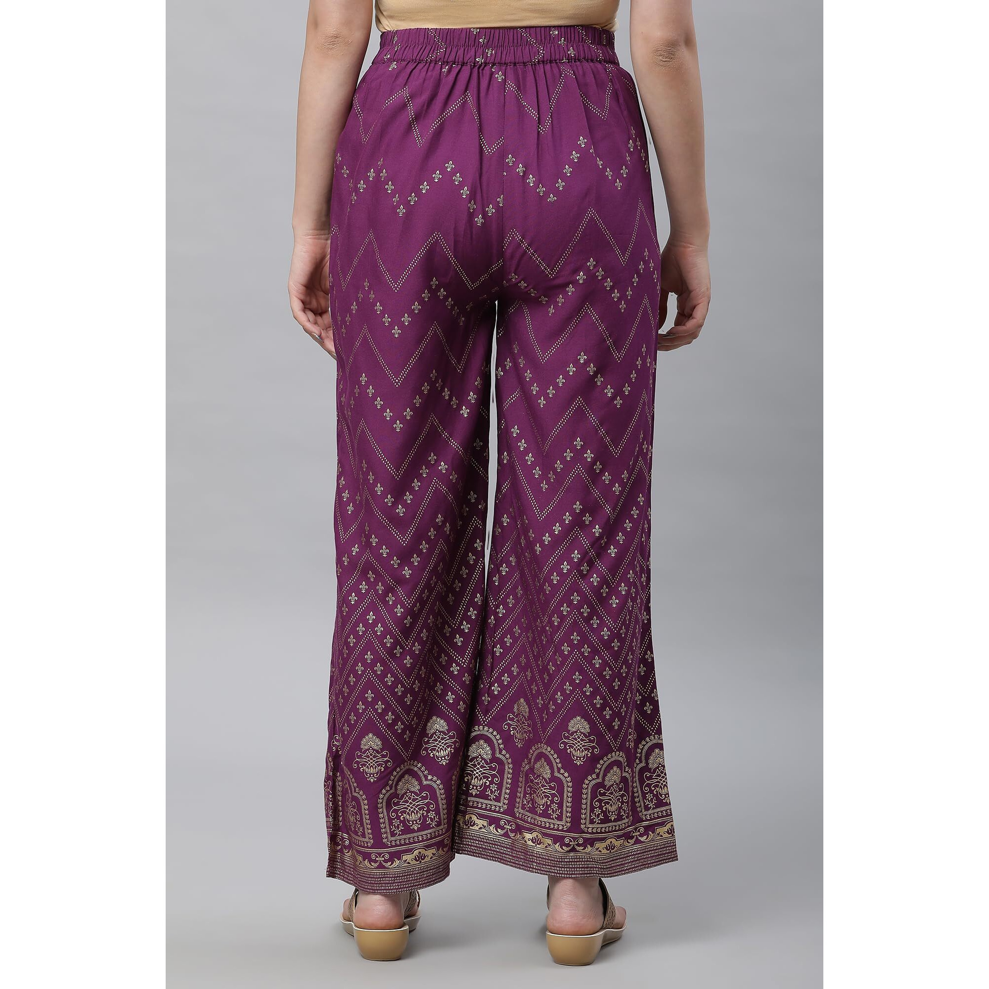 Aurelia Printed Strechable Palazzo Pants For Women | Ankle Length Palazzo Pants For Women