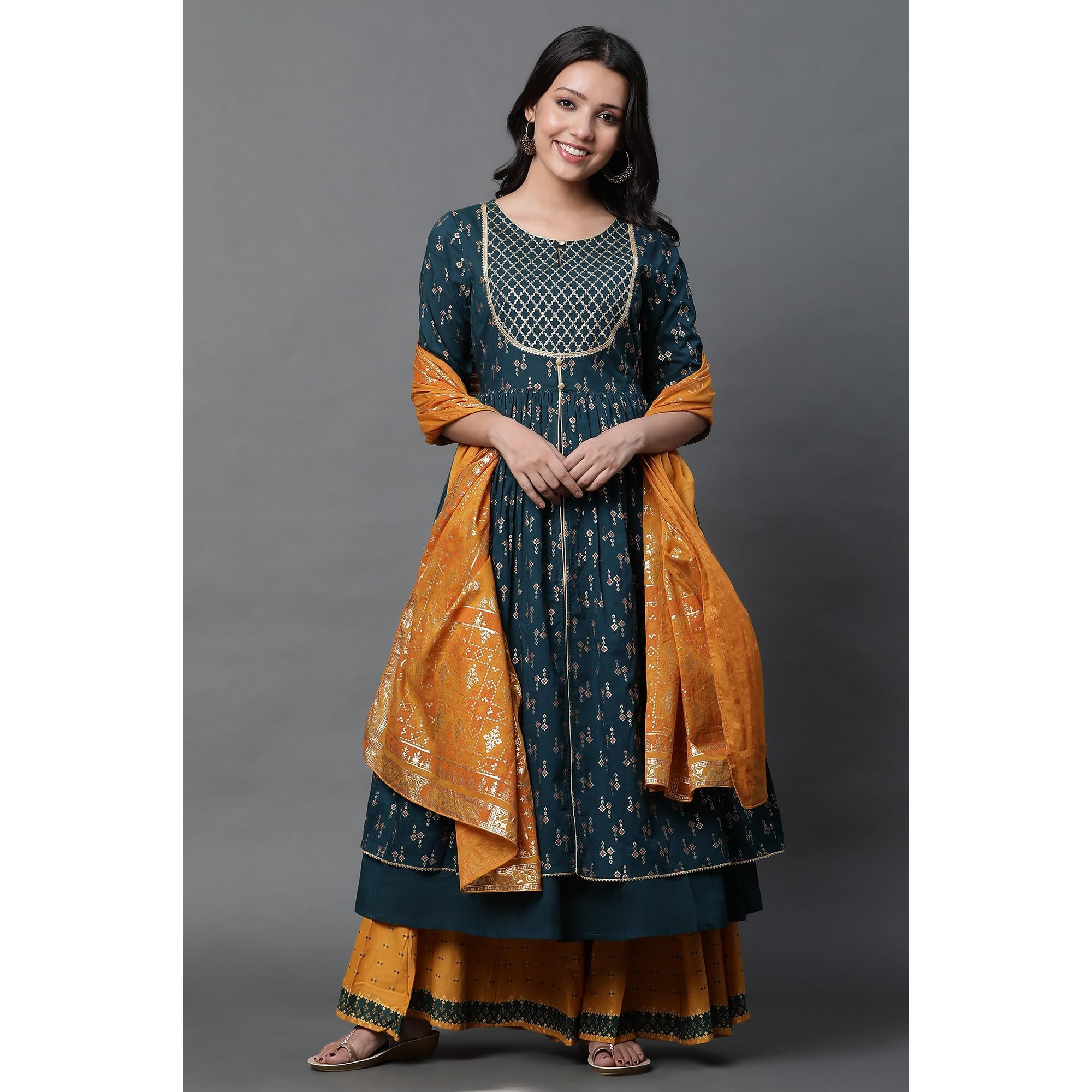 Aurelia Women Yellow Printed Voile Dupatta
