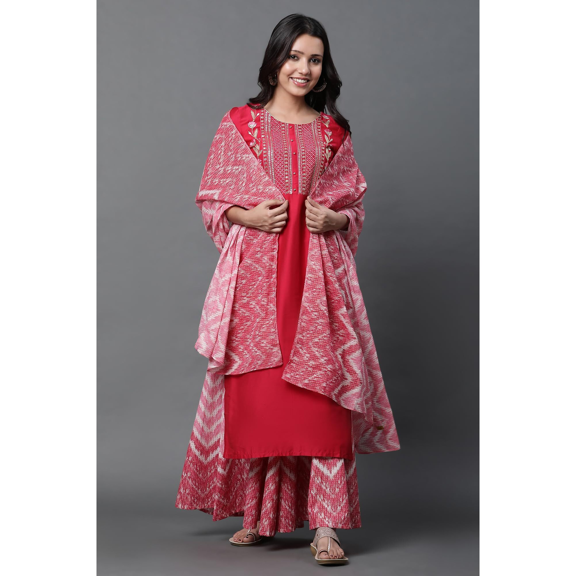 Jazzy Pink Printed Voile Dupatta