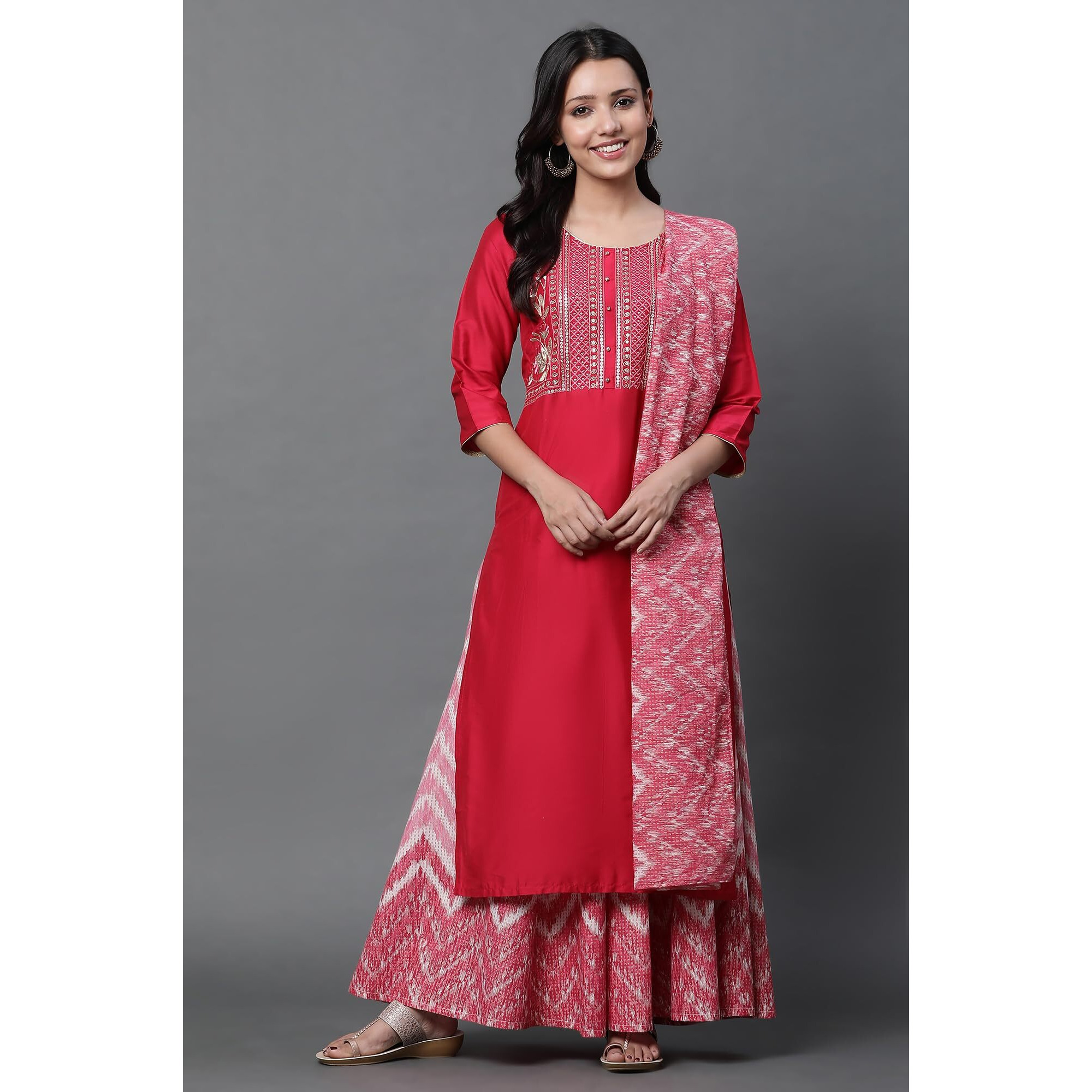Jazzy Pink Printed Voile Dupatta