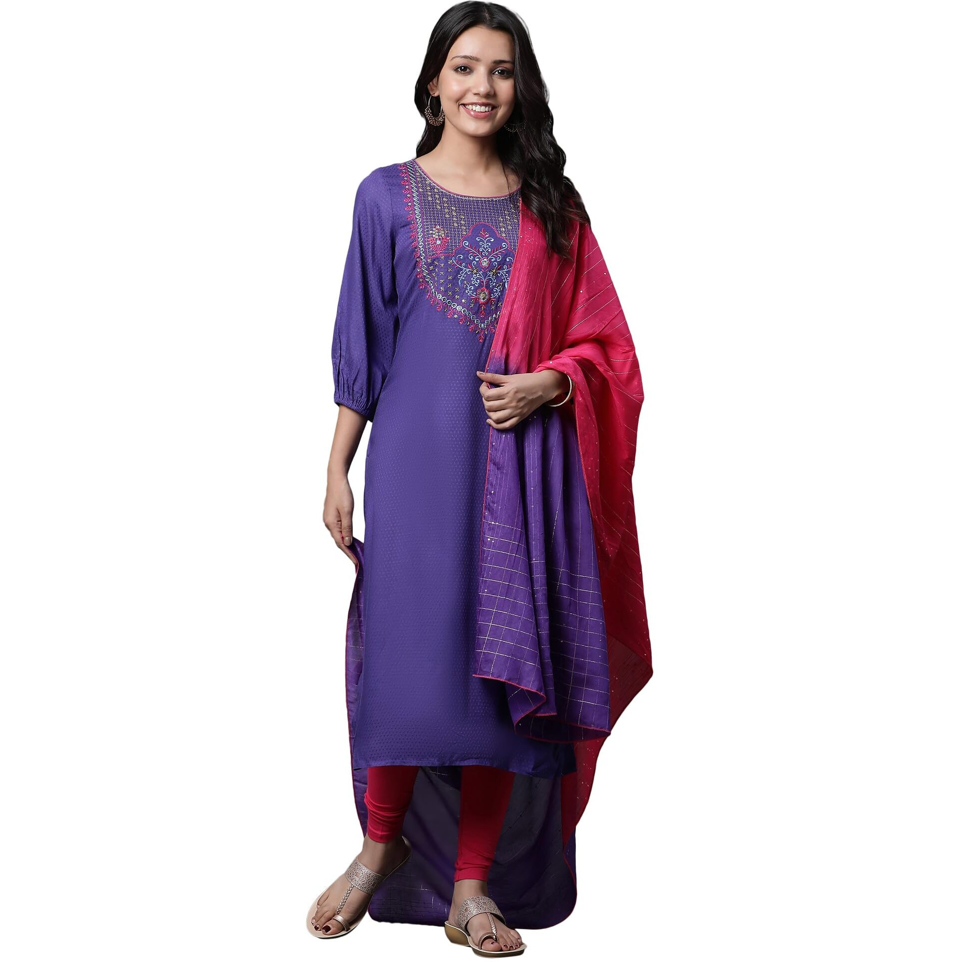 Pink And Purple Ombre Embellished Dupatta