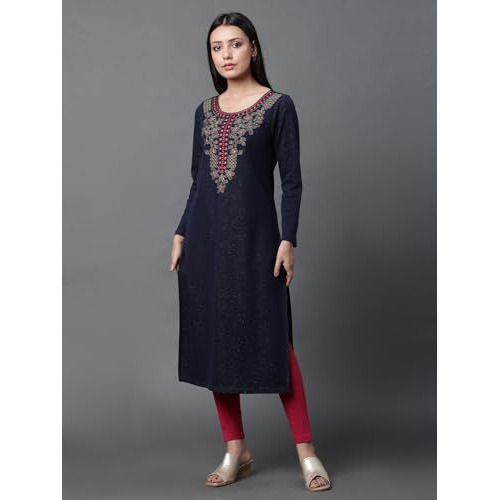 Aurelia Women's Polycotton Regular Kurta (23Noa14732-704475_Blue