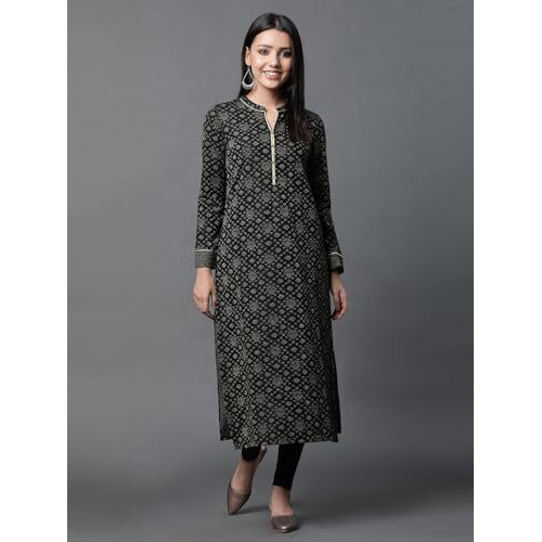 Aurelia Black Jacquard Festive Winter Kurta And Tights Set (Size L)-23Noas14731-704466