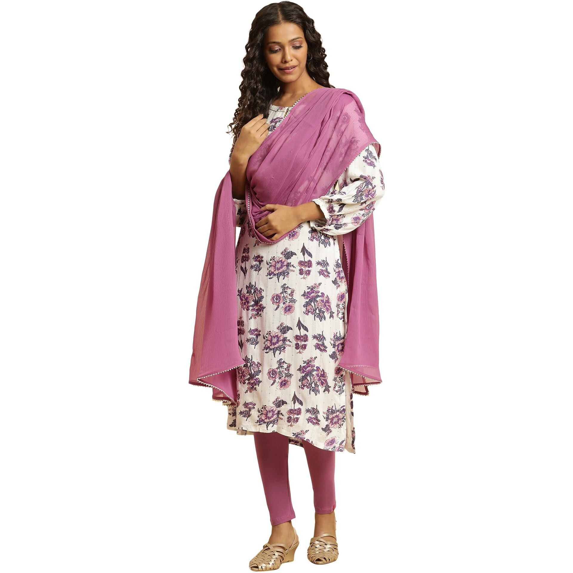 W For Woman Women's Purple Solid Chiffon Dupatta_23Auw82100-220684_Free Size