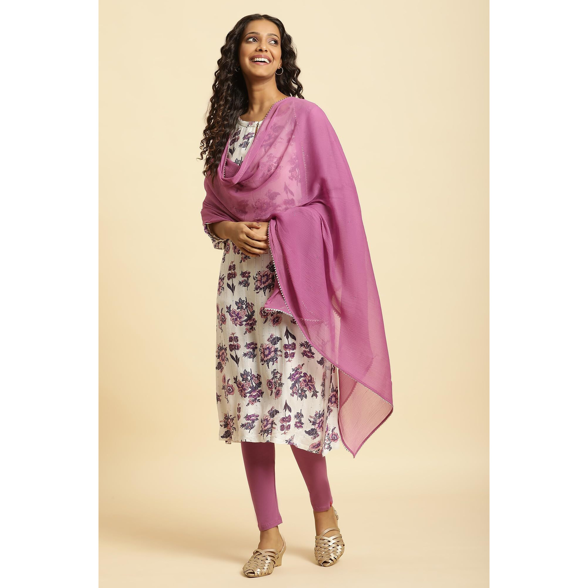 W For Woman Women's Purple Solid Chiffon Dupatta_23Auw82100-220684_Free Size