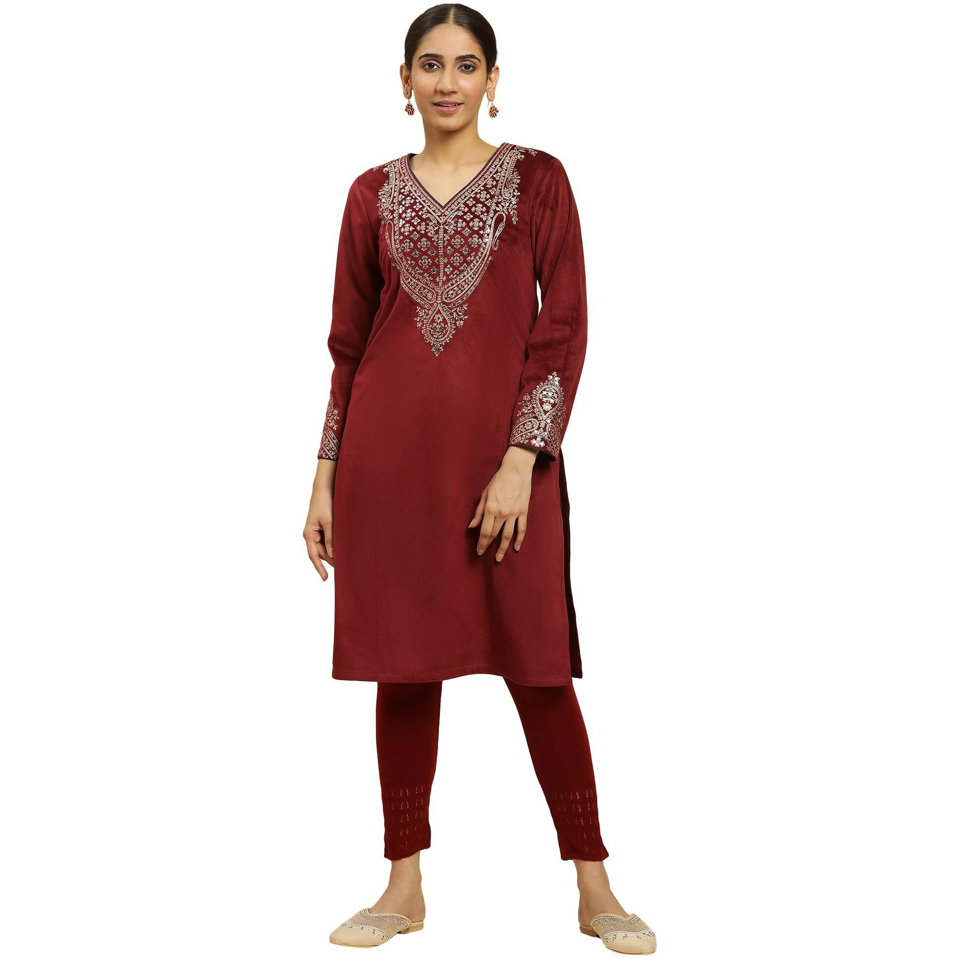 W For Woman Women's Polyester Solid Regular Kurta (23Now10358-220778_Mykonos Blue