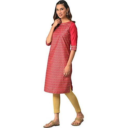 Aurelia Women's Polyester Geometric Regular Shirt (23Aua13681-506068_Deep Red