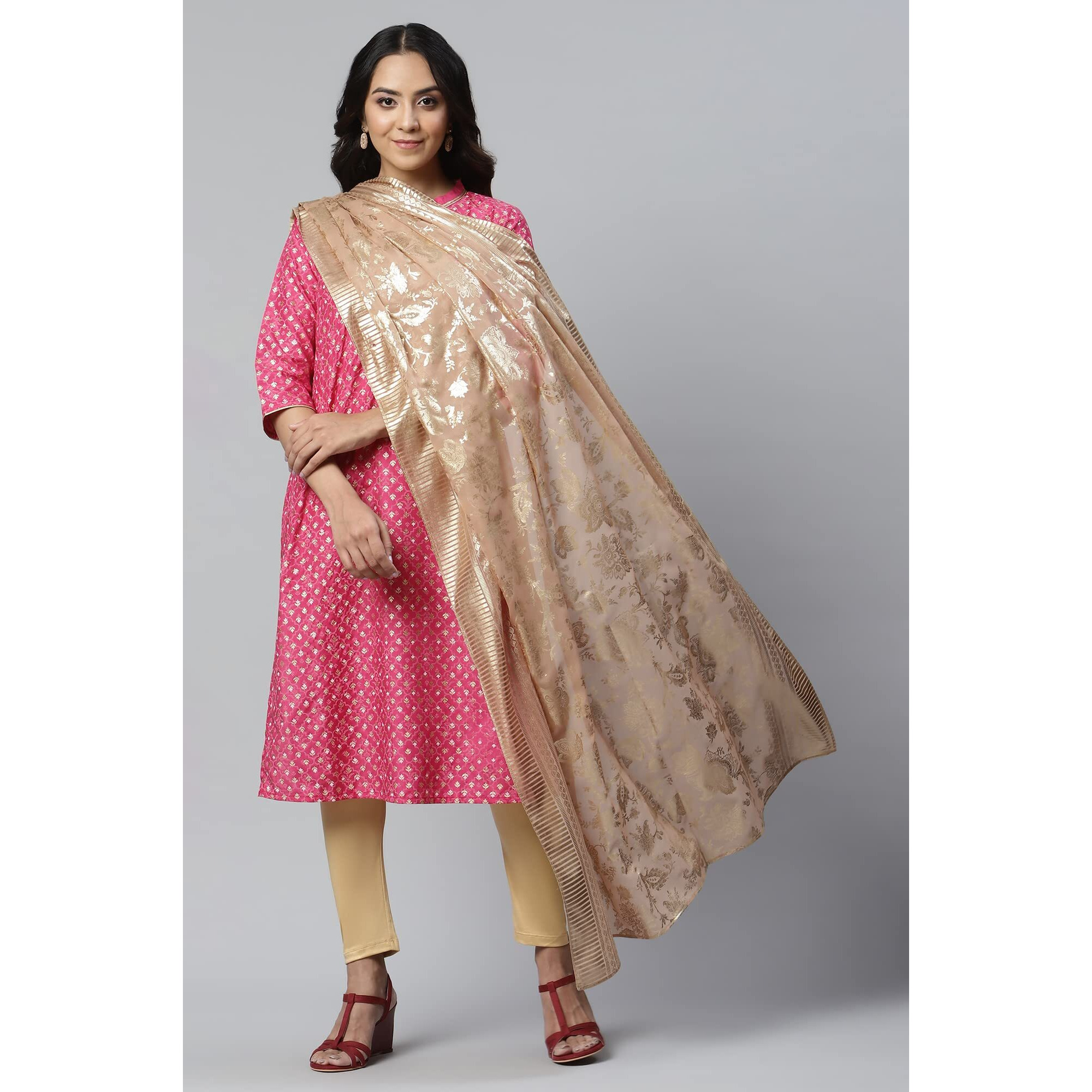 Aurelia Women Blue Placement Print Silver Chiffon Dupatta (23Aua80002-505437-Free Size)