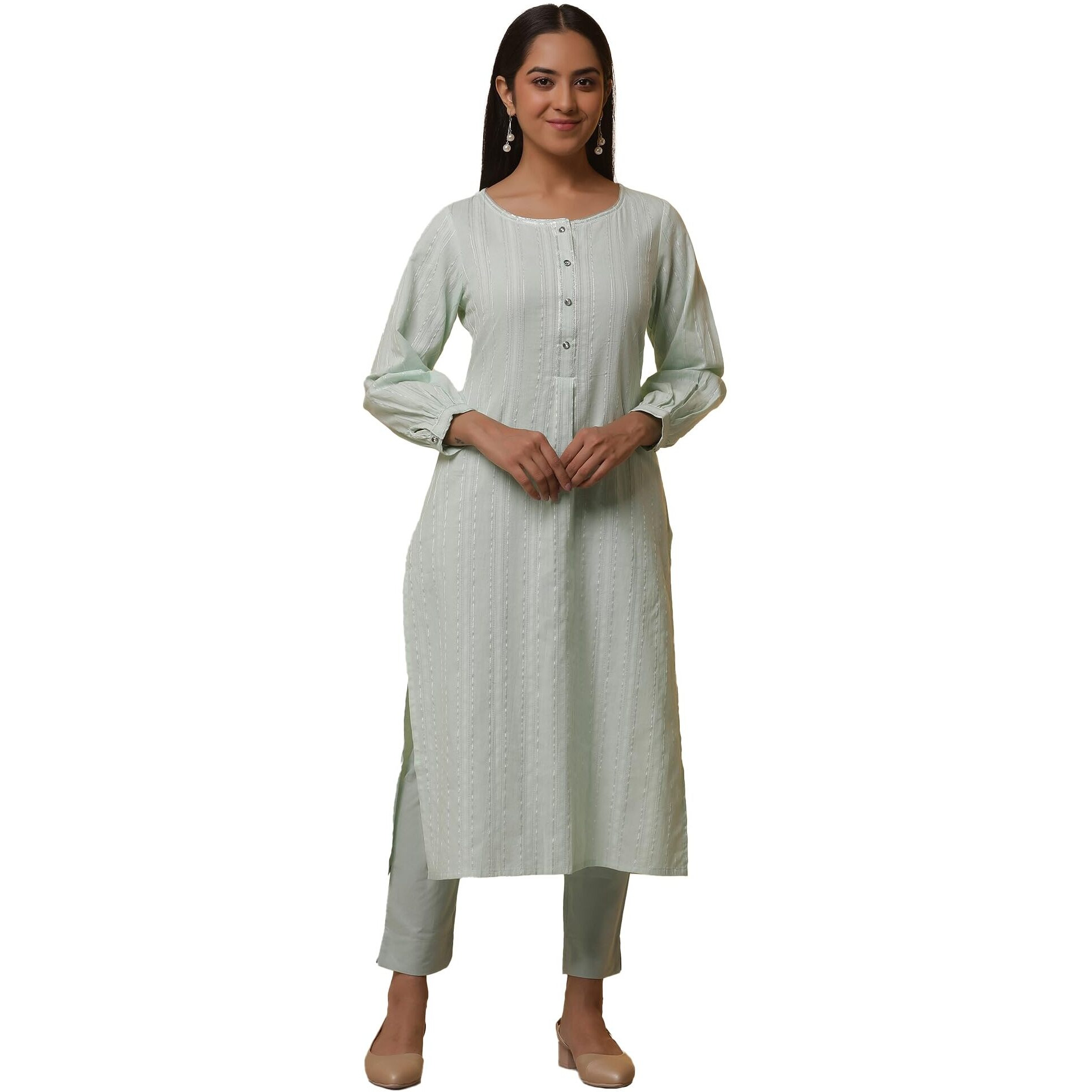 Aurelia Women Straight Cotton Kurta Set With Trousers_23Feas15026-605313_2Xl