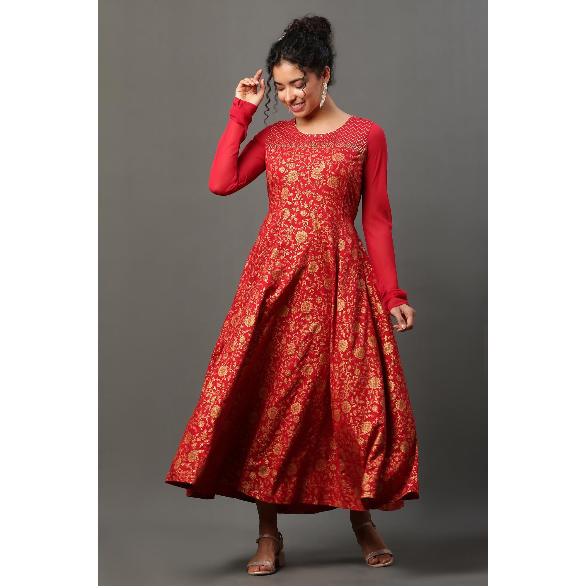 Aurelia Women's 100% Viscose Regular Kurta (23Aua14968-506938_Red