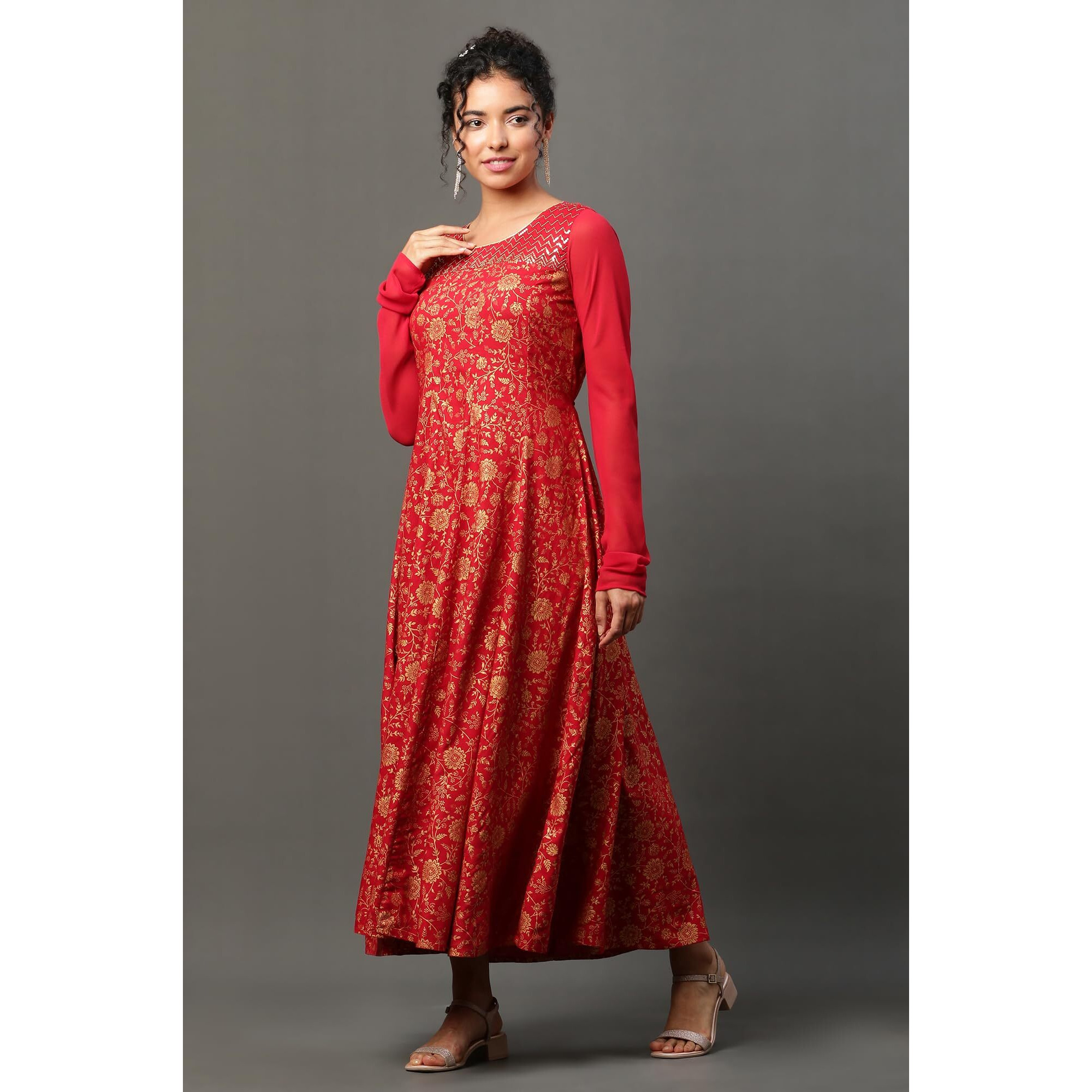 Aurelia Women's 100% Viscose Regular Kurta (23Aua14968-506938_Red